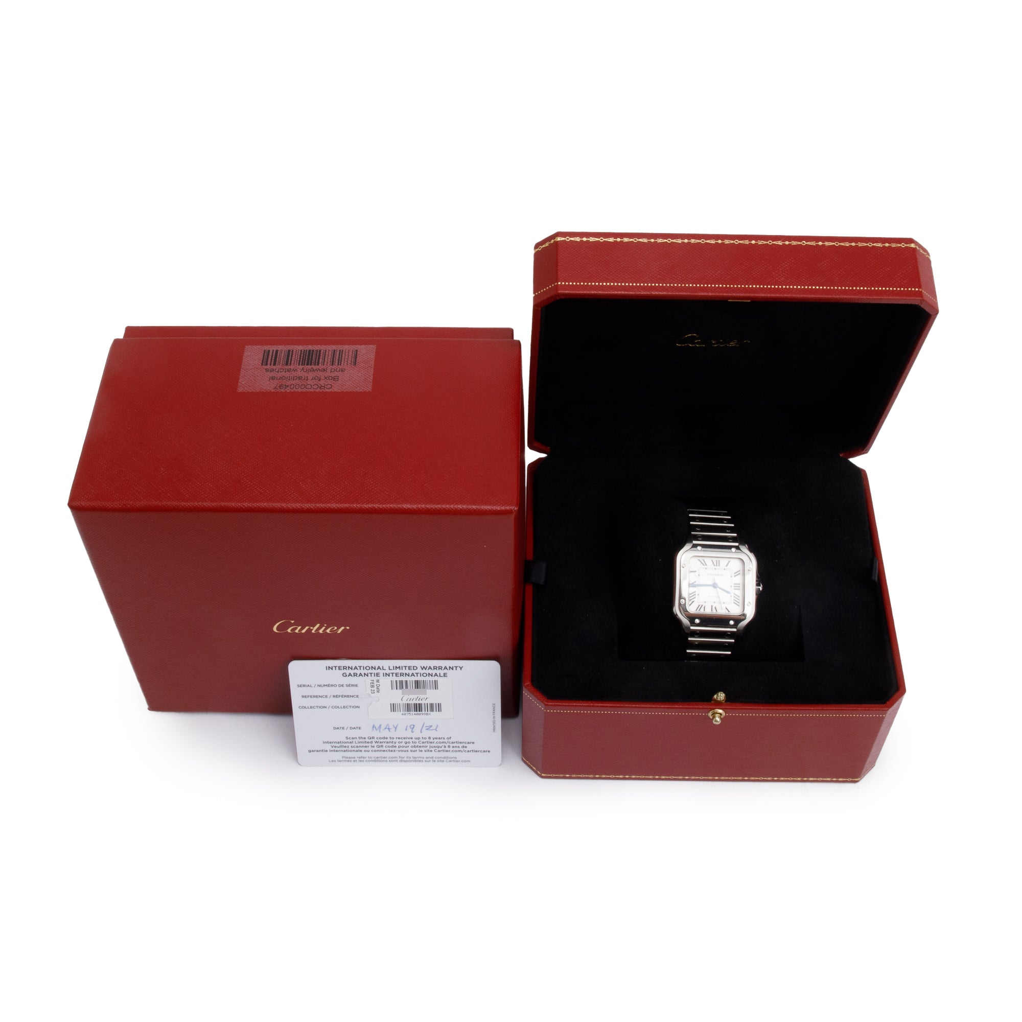 Cartier Stainless Steel Santos de Cartier Automatic Watch, Medium Model 4075 w/ Box & Papers