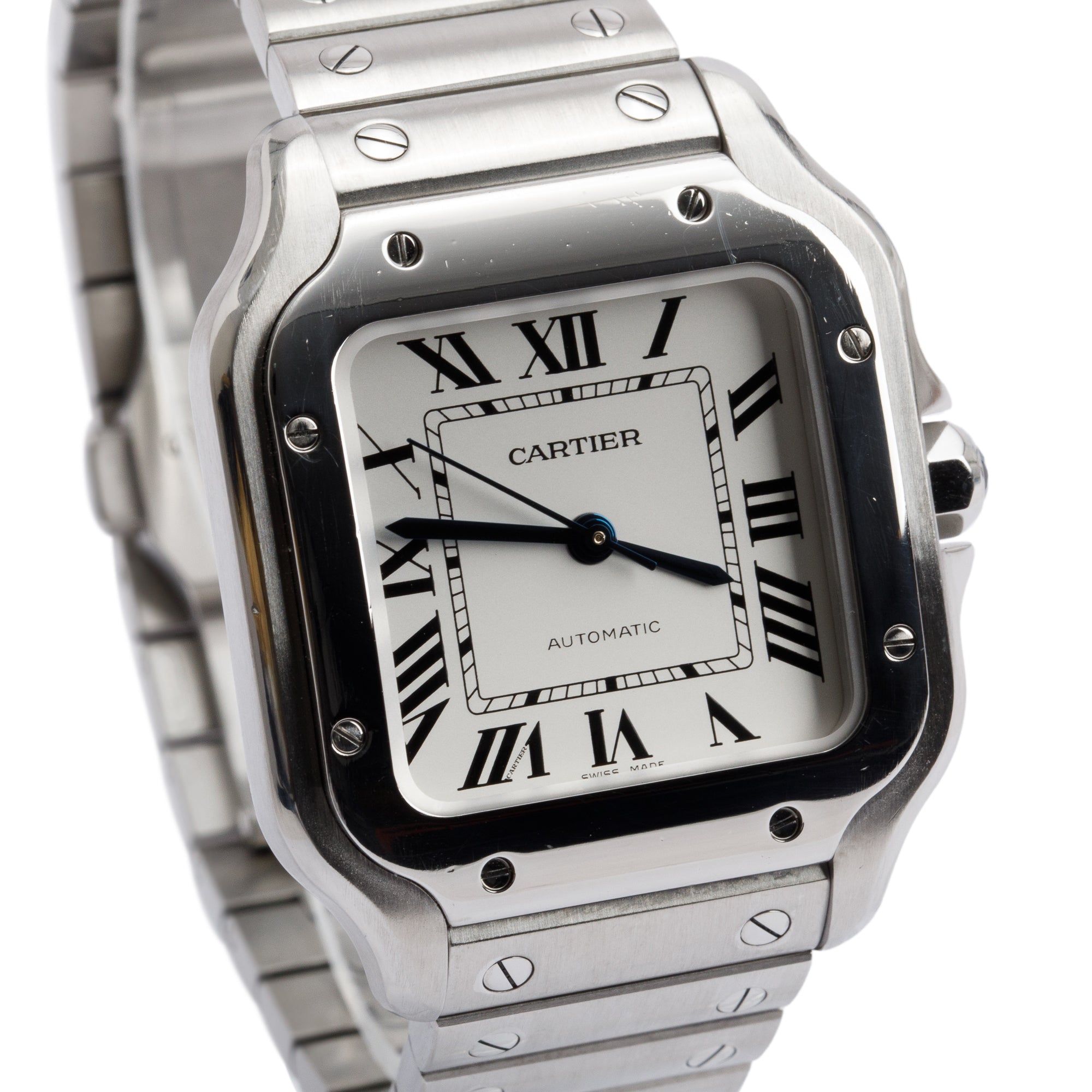 Cartier Stainless Steel Santos de Cartier Automatic Watch, Medium Model 4075 w/ Box & Papers