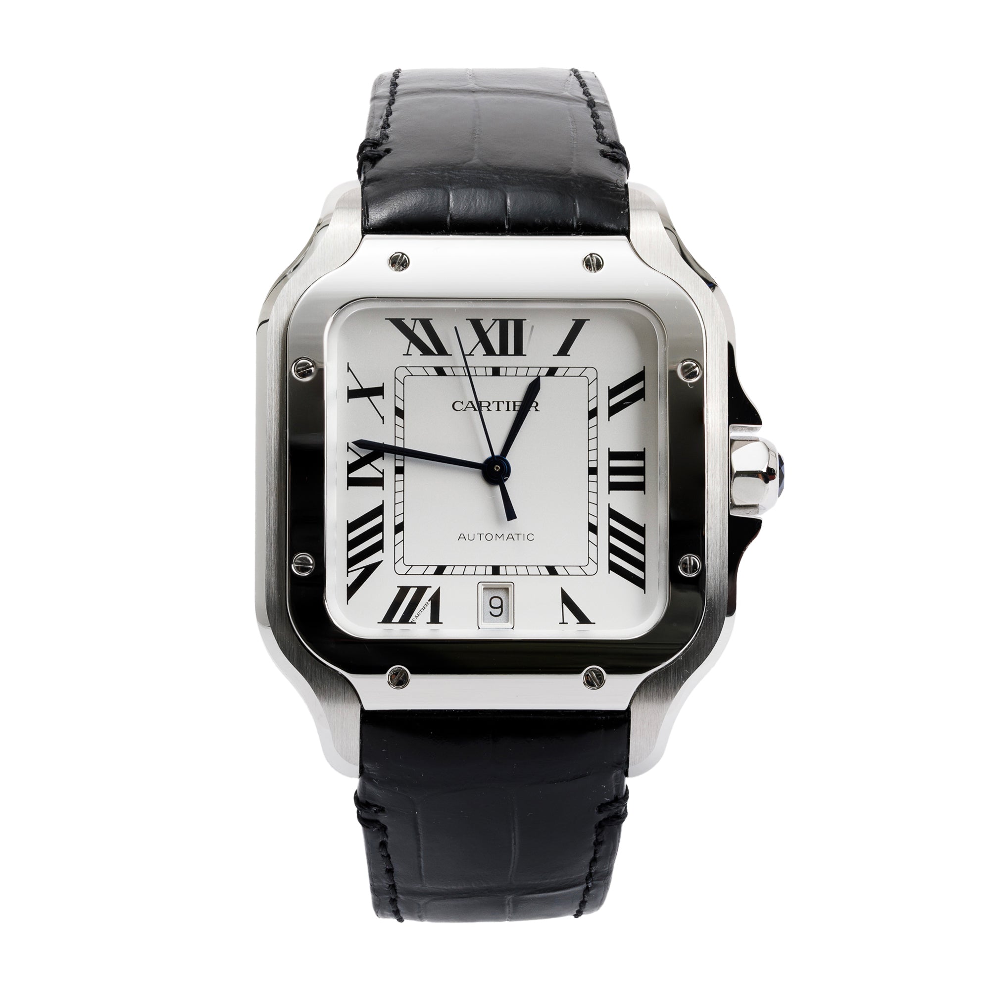 Cartier Stainless Steel Santos de Cartier Watch, Large Model w/ Box, Papers & Extra Straps