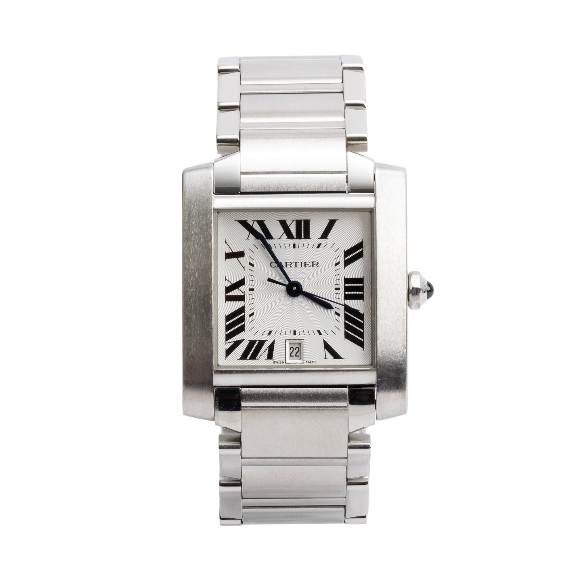 Cartier Stainless Steel Tank Francaise Automatic Watch, Large Model 2302 w/ Box