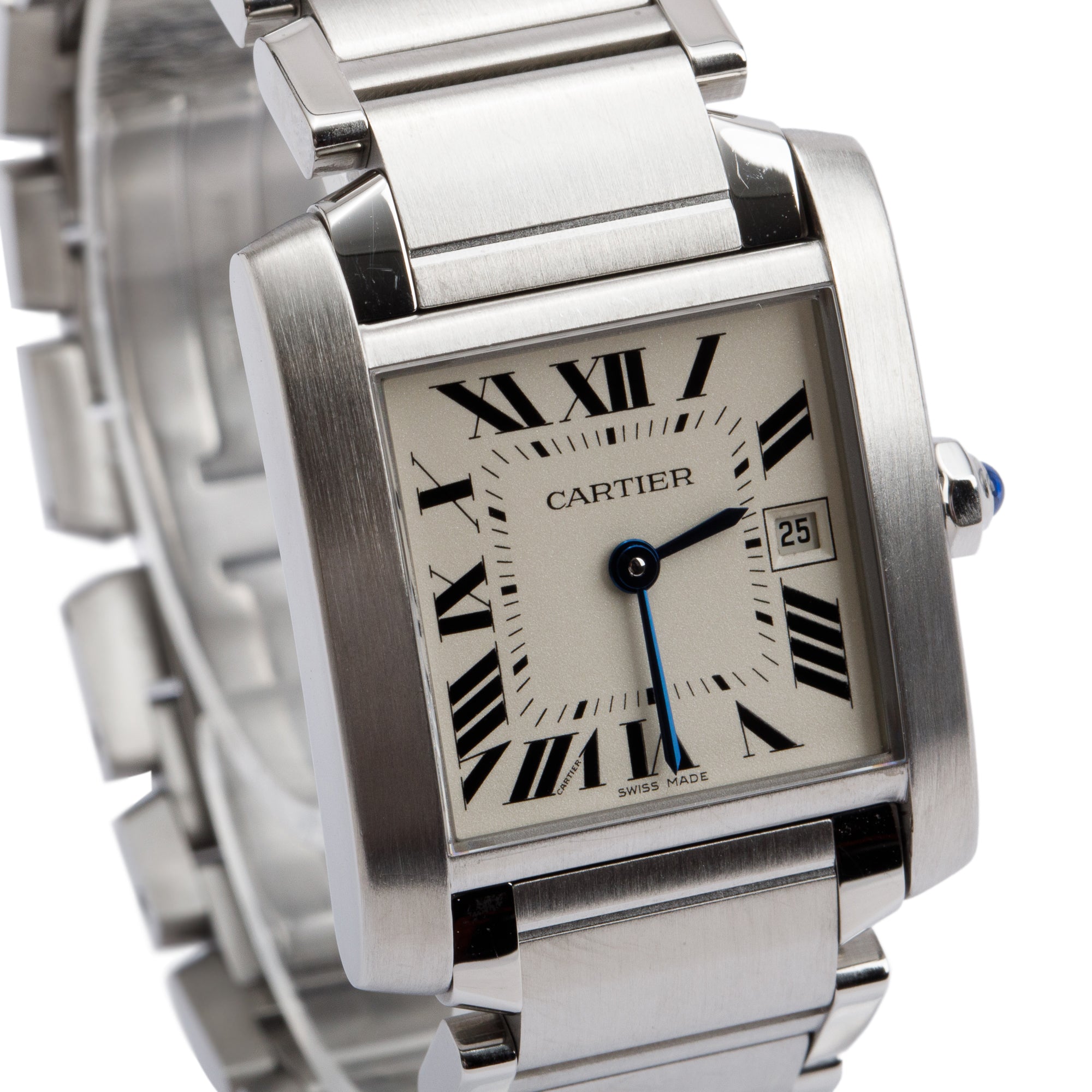 Cartier Stainless Steel Tank Francaise Watch, Medium Model 2465 w/ Box & Papers