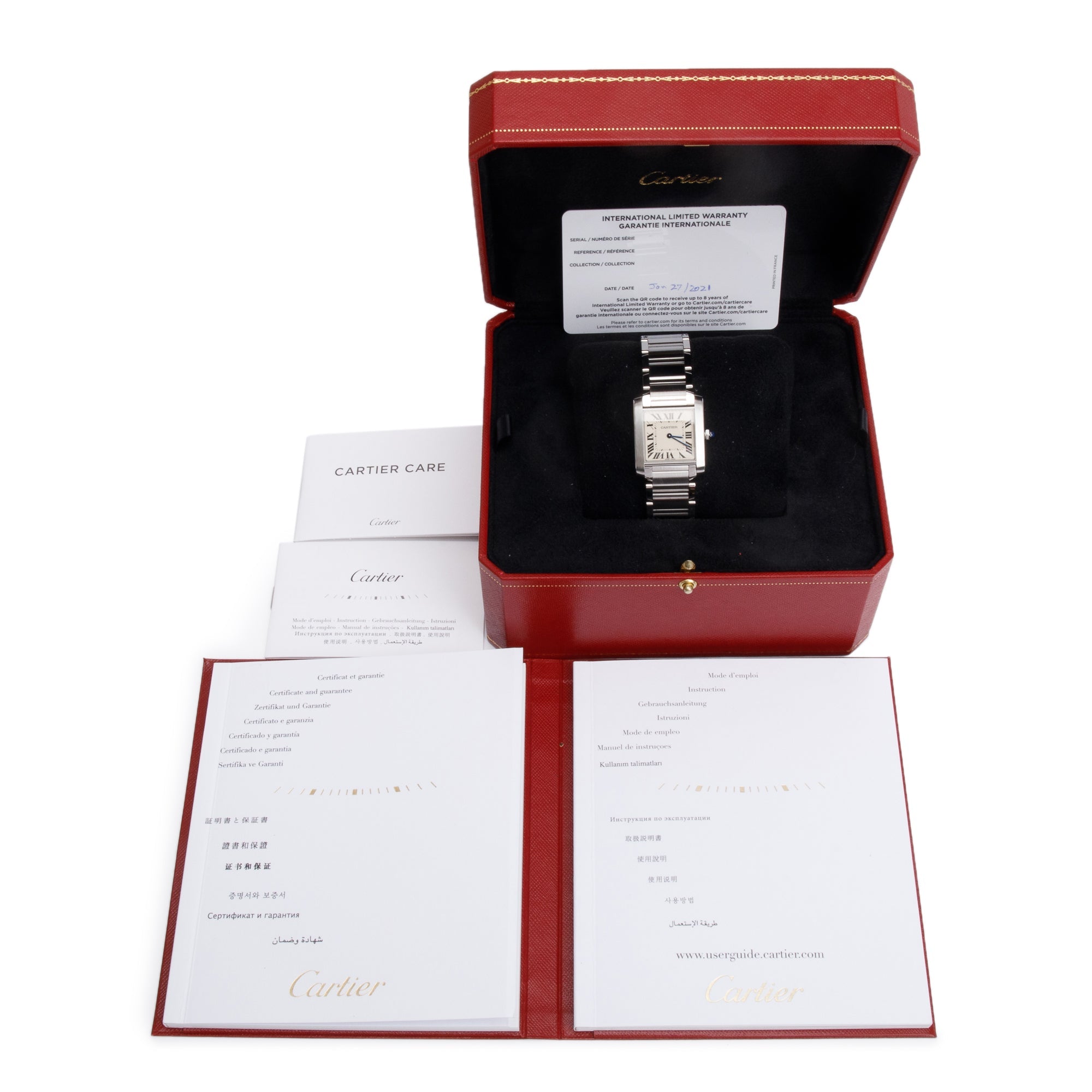 Cartier Stainless Steel Tank Francaise Watch, Medium Model 3751 w/ Box & Papers