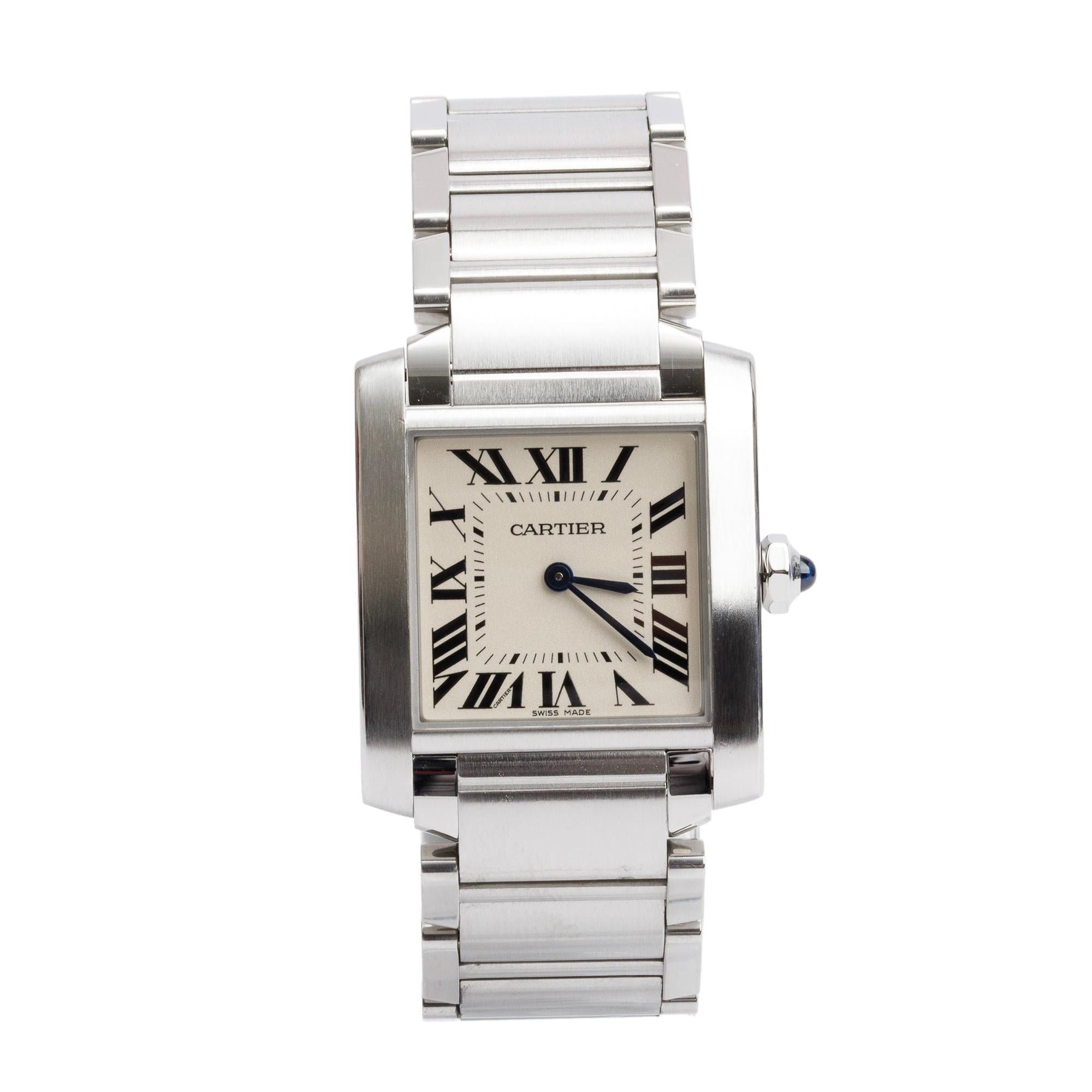Cartier Stainless Steel Tank Francaise Watch, Medium Model 3751 w/ Box & Papers