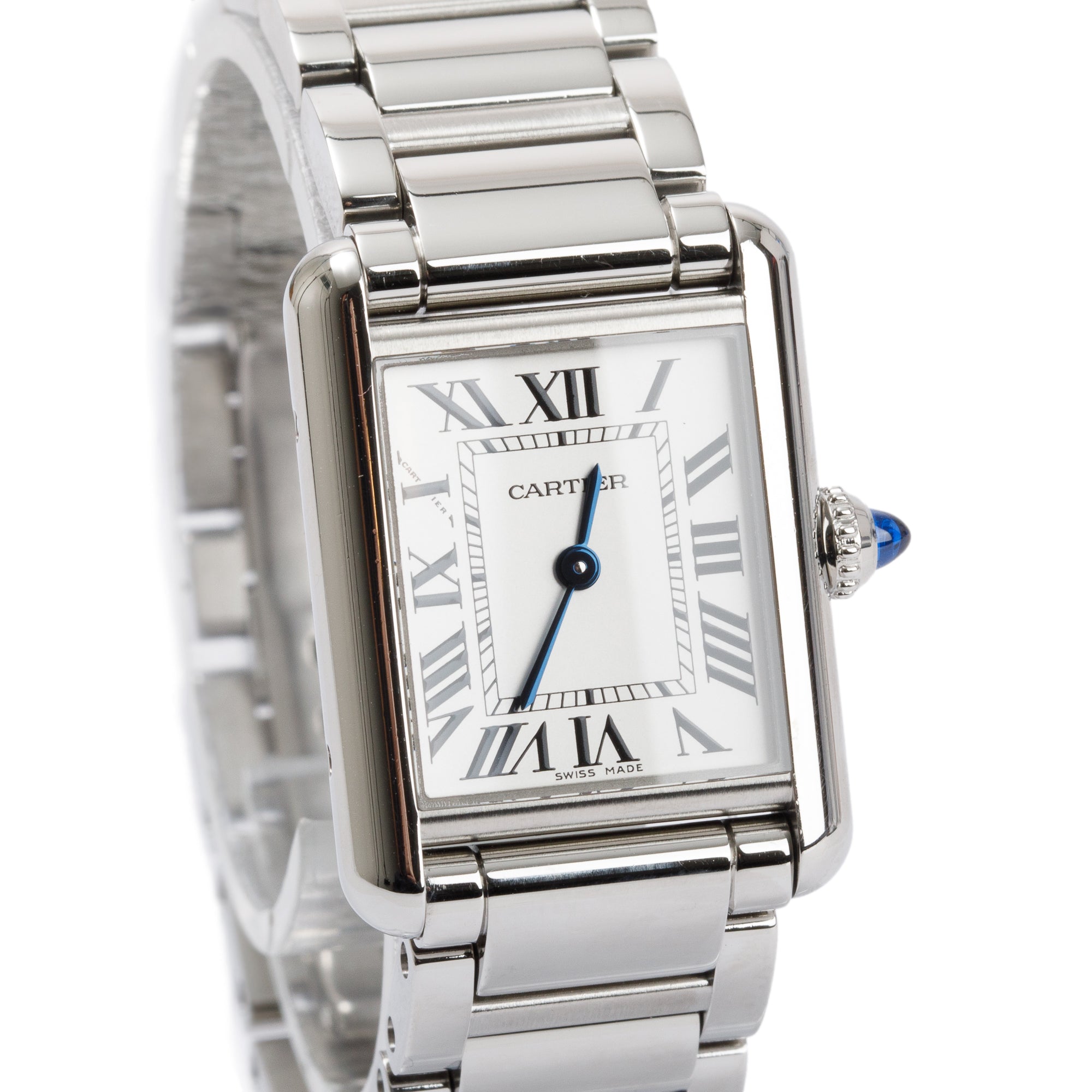 Cartier Stainless Steel Tank Must Watch, Small Model w/ Box & Papers