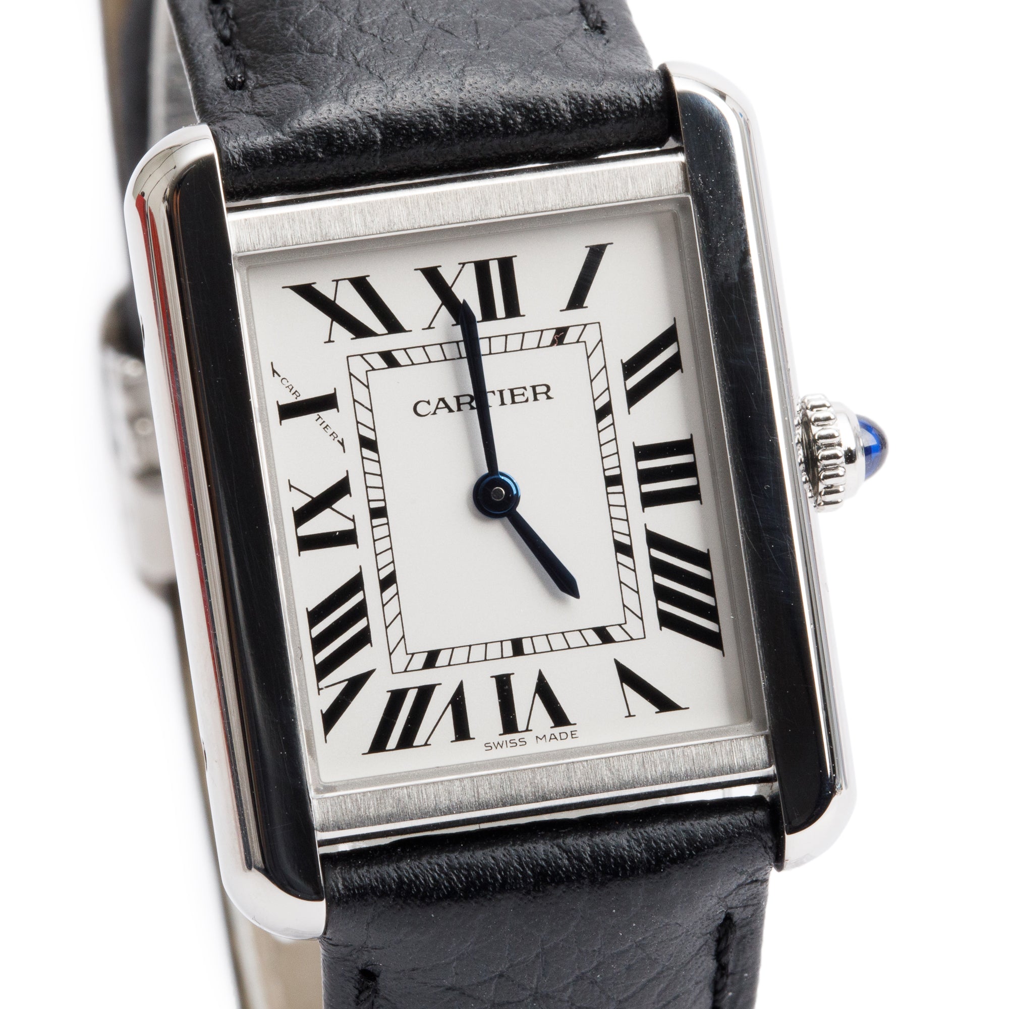 Cartier Stainless Steel Tank Solo Quartz Watch, Medium Model 3170 w/ Box, Receipt & Extra Straps