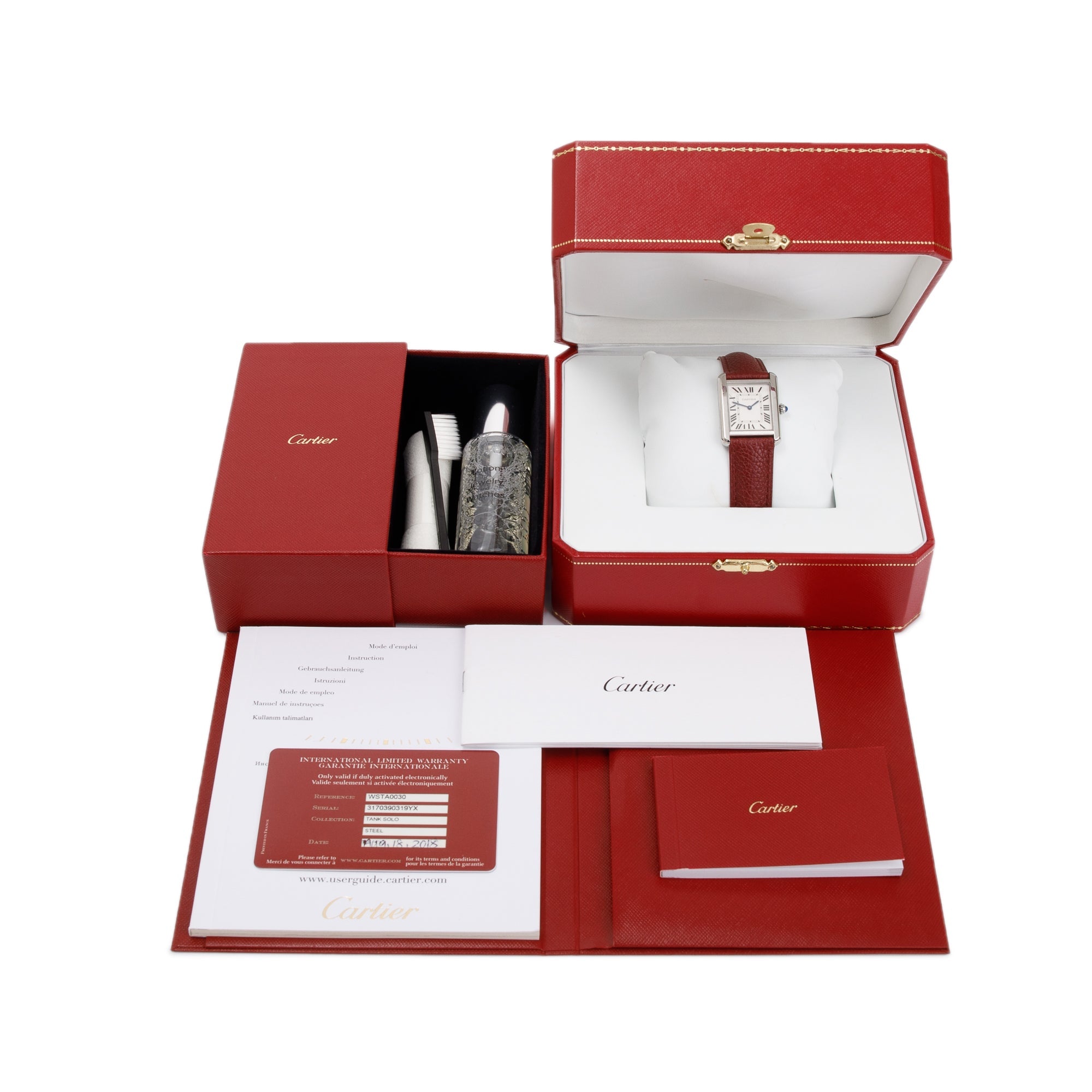 Cartier Stainless Steel Tank Solo Watch w/ Box & Papers