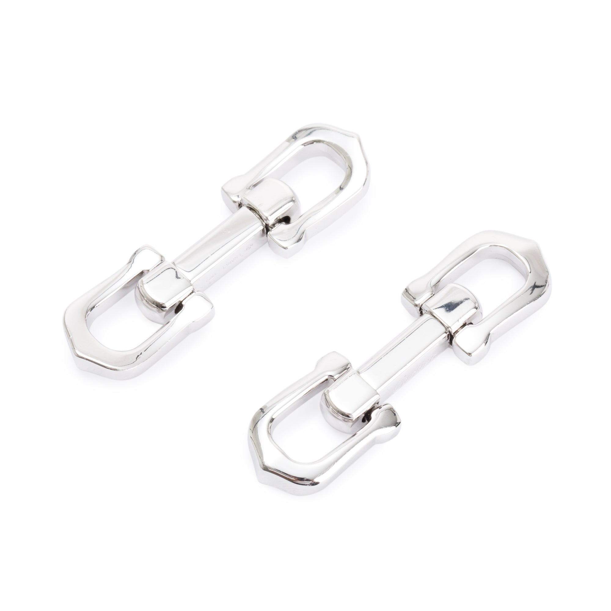 Cartier Sterling Silver Elongated C Shaped Decor Cufflinks w/ Box & Certificate