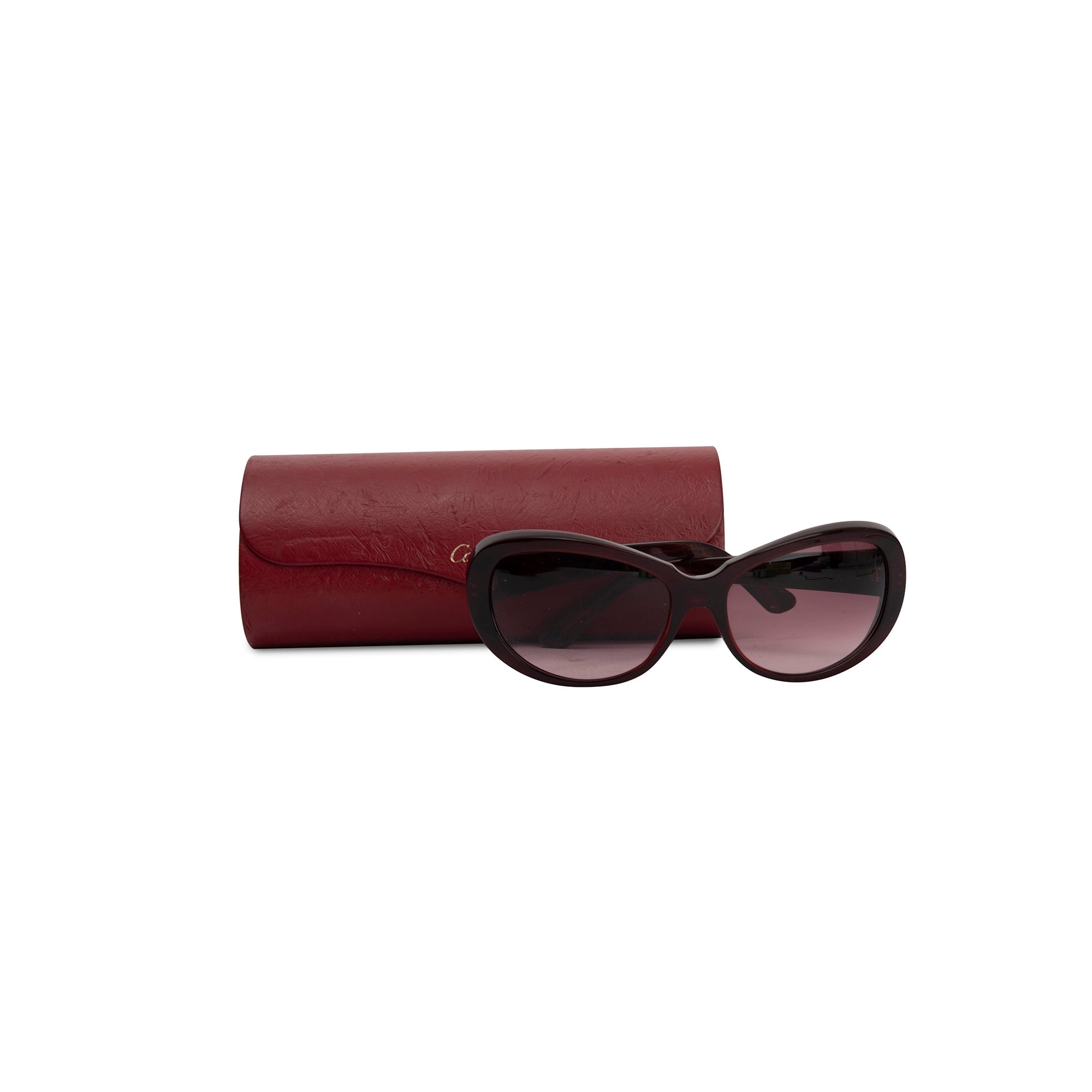 Cartier Vintage 135 Burgundy Frame Gradient Tinted Sunglasses w/ Case