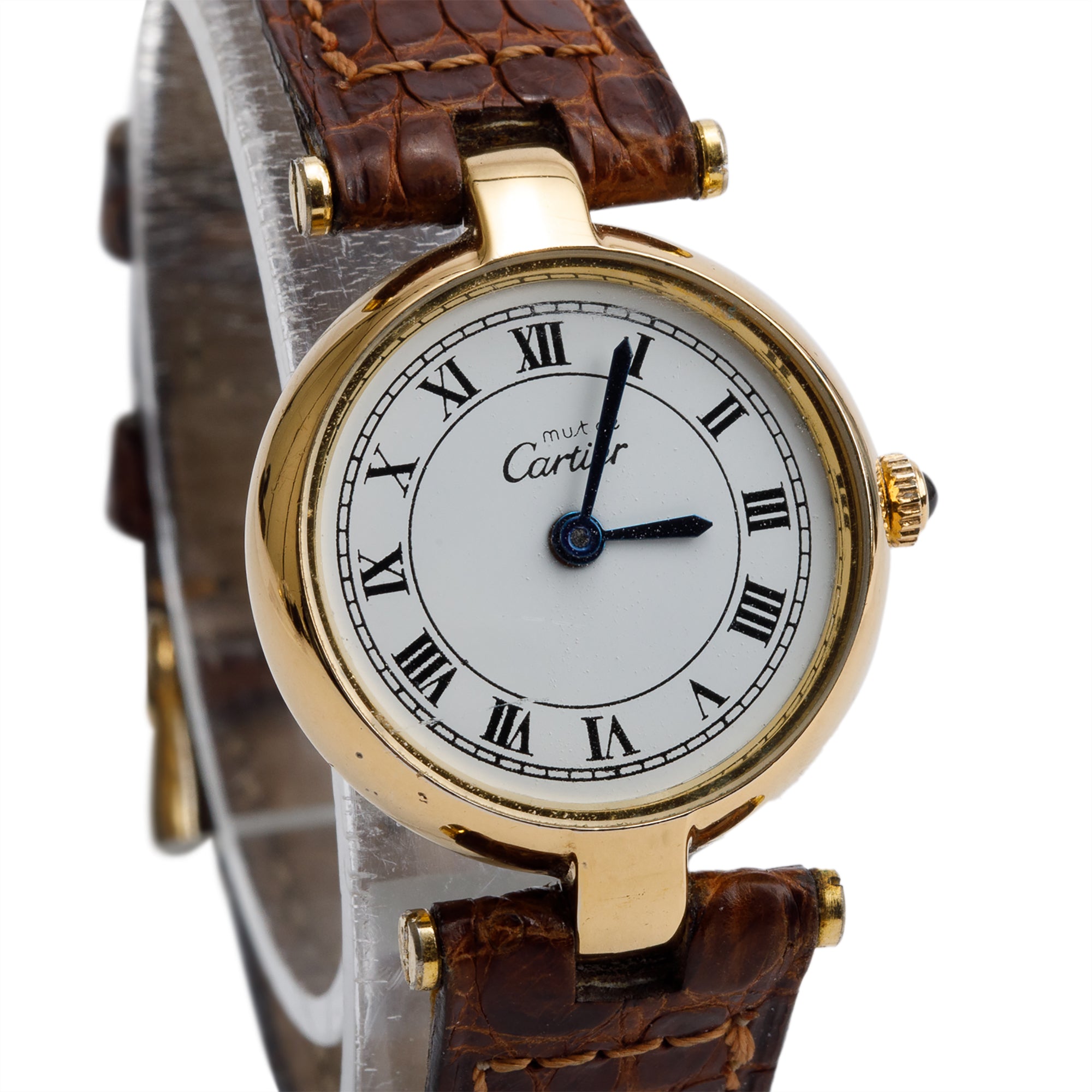 Cartier Vintage 18k Gold Vermeil Sterling Silver Argent Must De Cartier Vendome 24 MM Quartz Watch