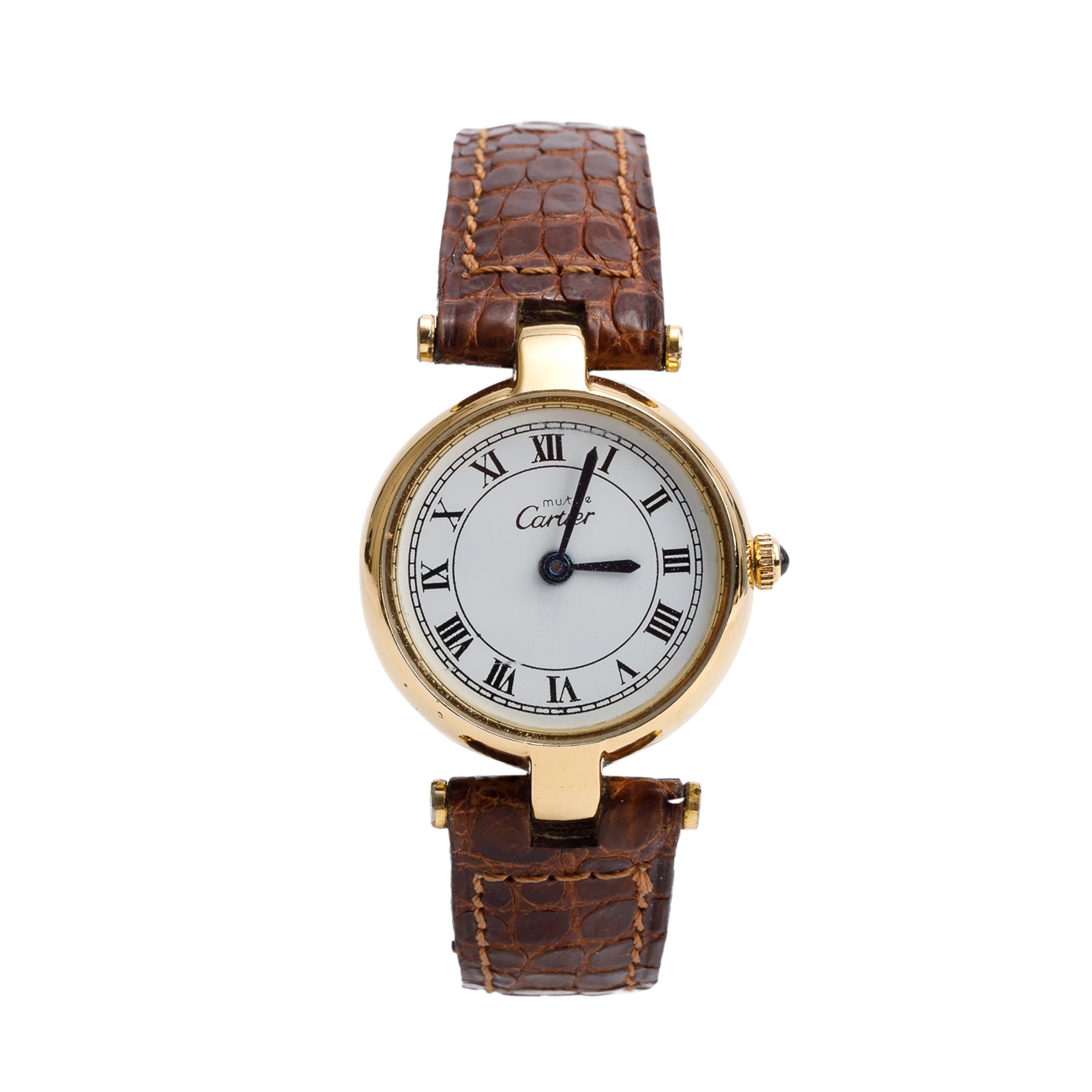 Cartier Vintage 18k Gold Vermeil Sterling Silver Argent Must De Cartier Vendome 24 MM Quartz Watch