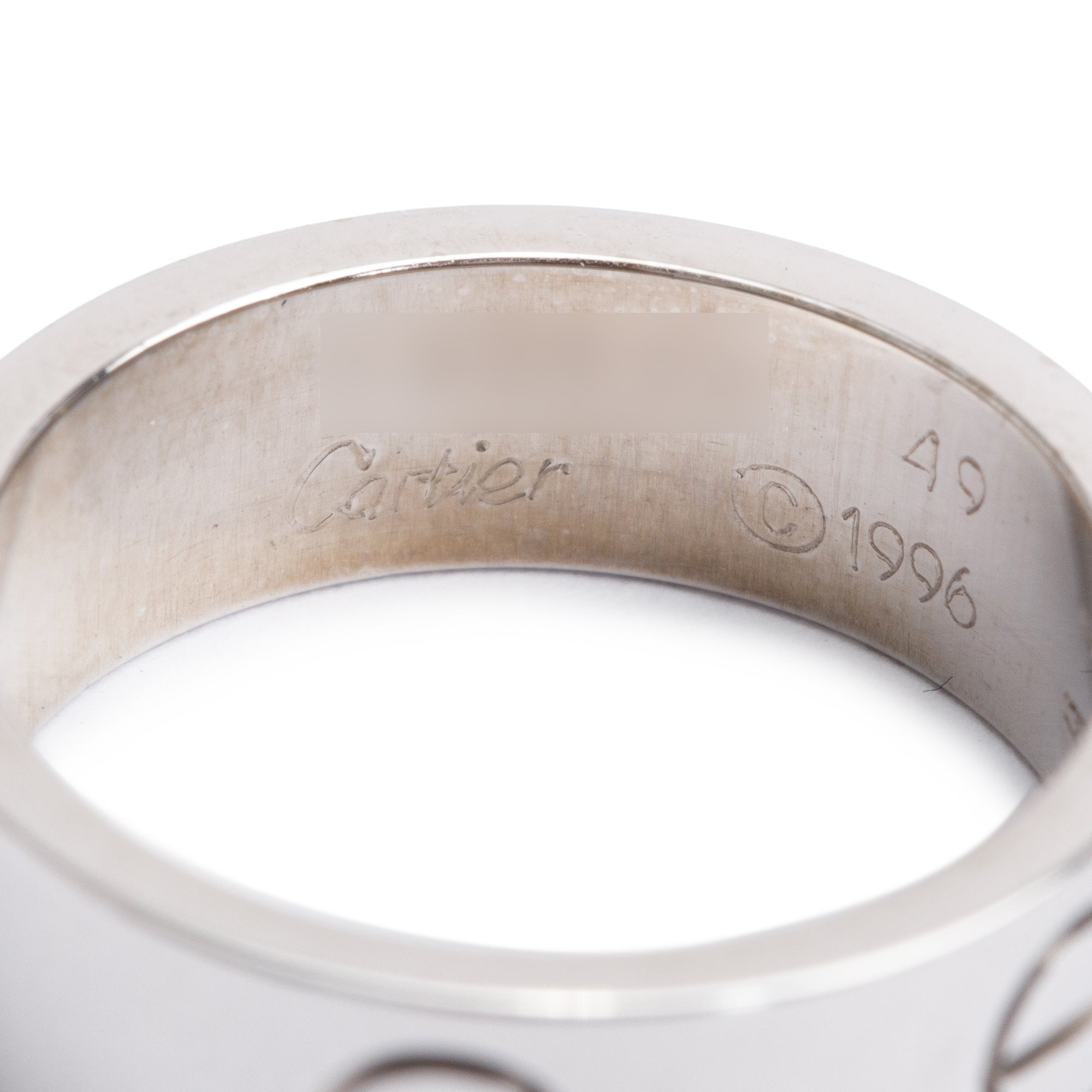 Cartier Vintage 18k White Gold 5.5MM Love Ring, Size 49 4.75