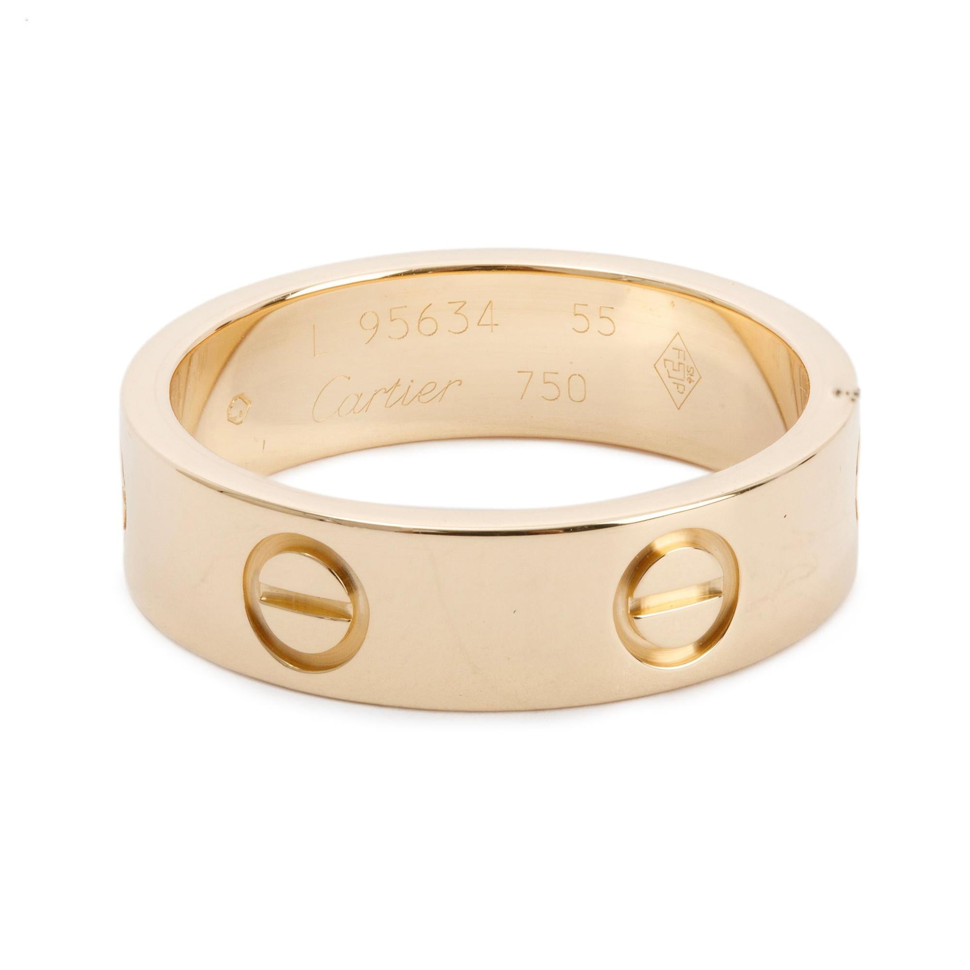 Cartier Vintage 18k Yellow Gold 5.5 MM Love Ring