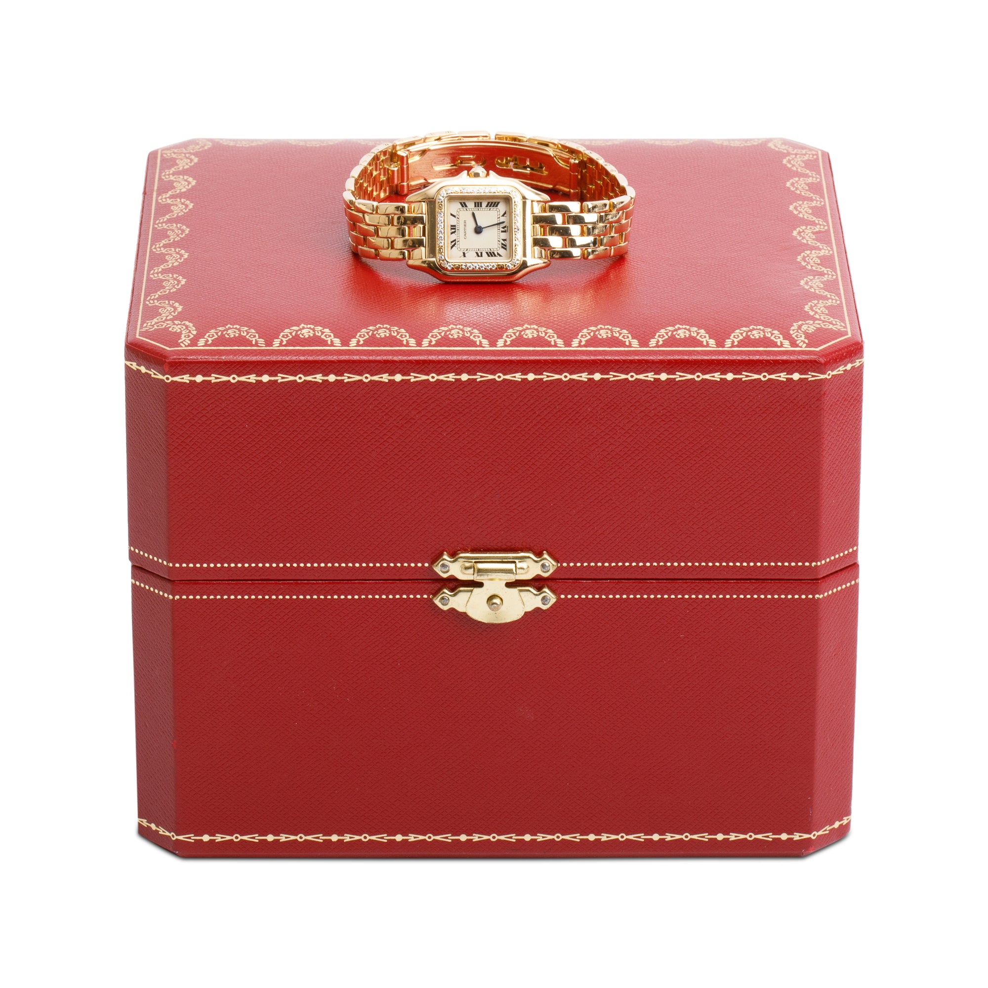 Cartier Vintage 18k Yellow Gold Diamond Bezel Panthere de Cartier Watch, Small Model w/ Box