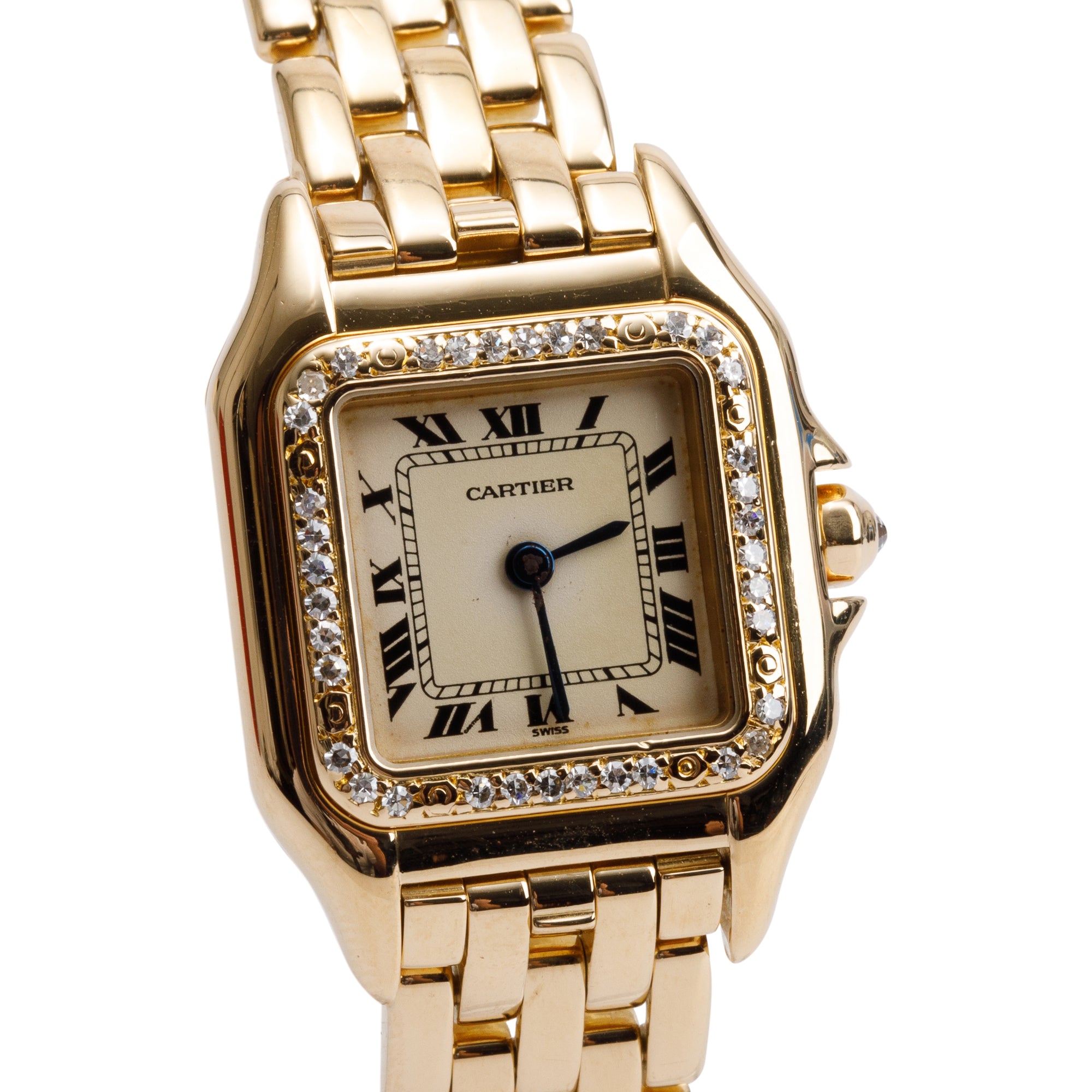 Cartier Vintage 18k Yellow Gold Diamond Bezel Panthere de Cartier Watch, Small Model w/ Box