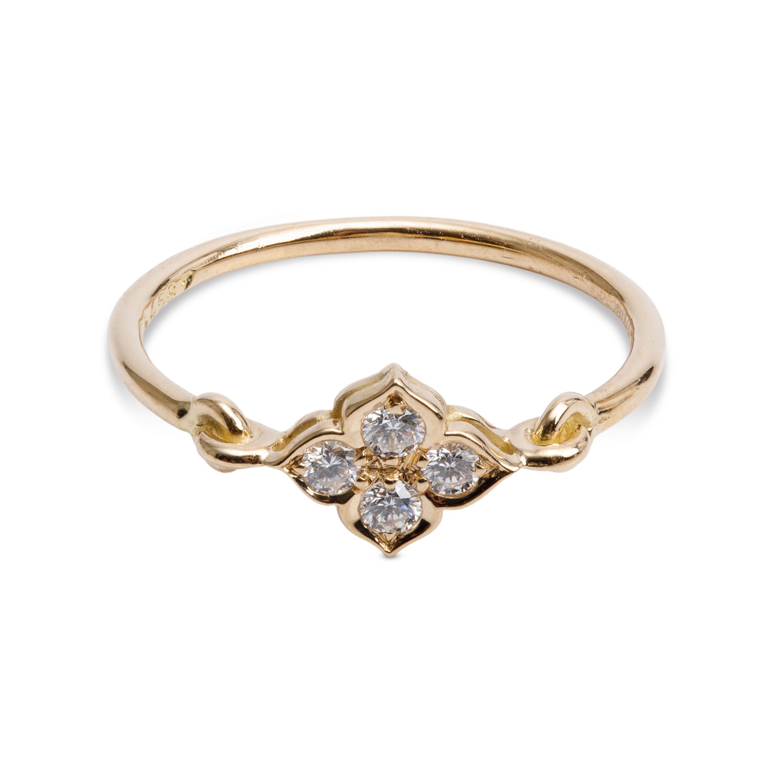 Cartier Vintage 18k Yellow Gold Diamond Hindu Floral Ring, Size 52 6 w/ Box & Certificate