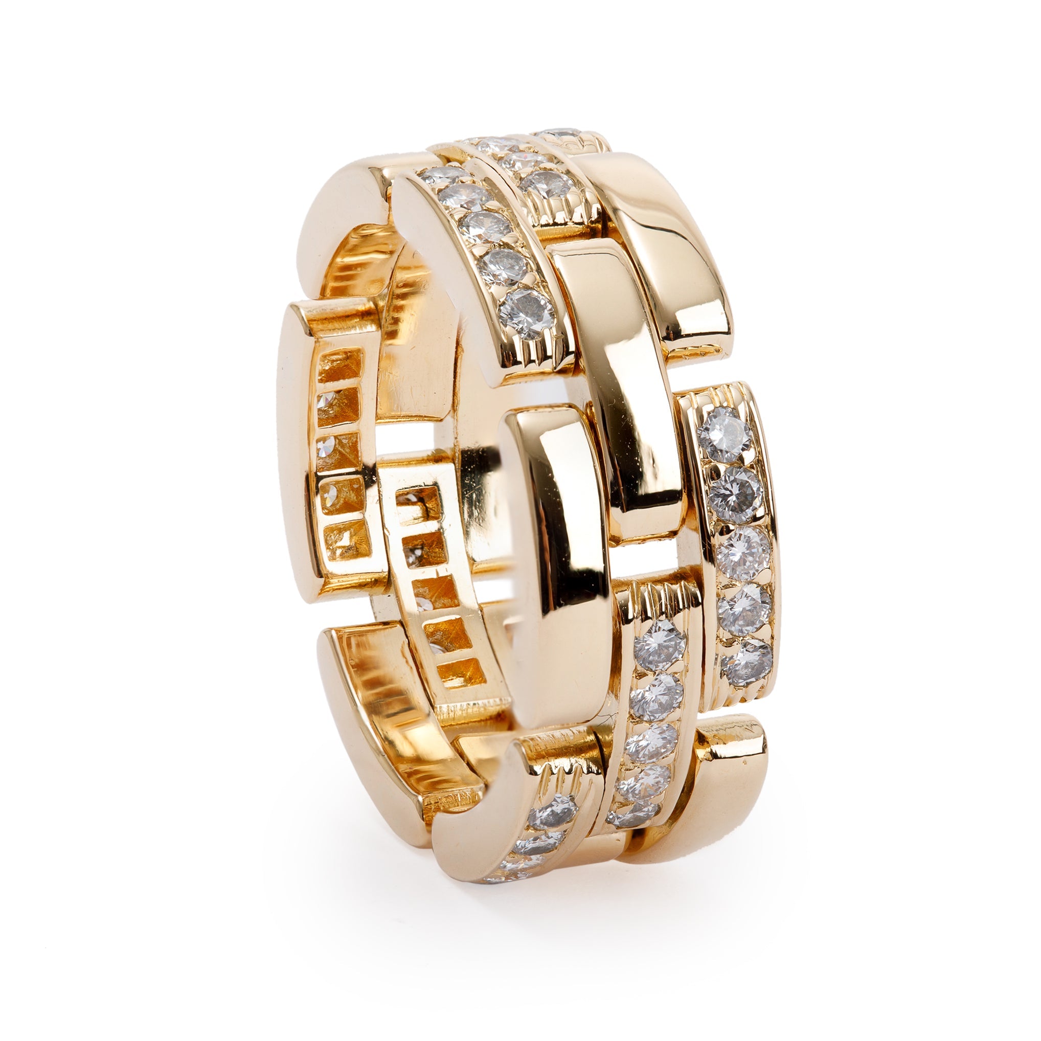 Cartier Vintage 18k Yellow Gold Diamond Maillon Panthere Ring