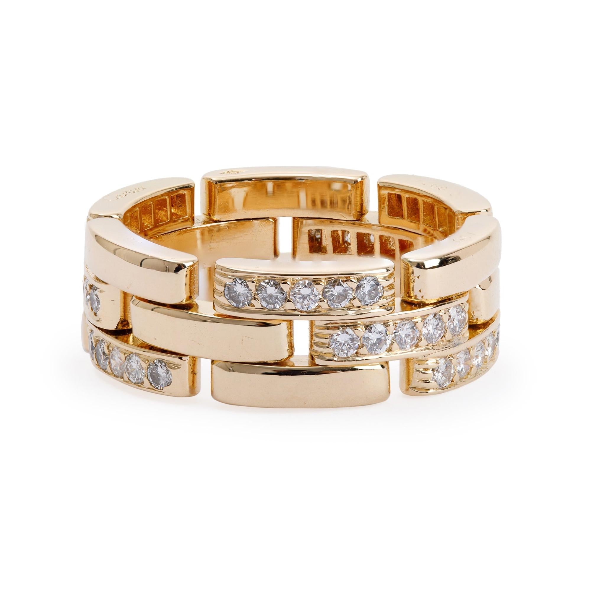 Cartier Vintage 18k Yellow Gold Diamond Maillon Panthere Ring