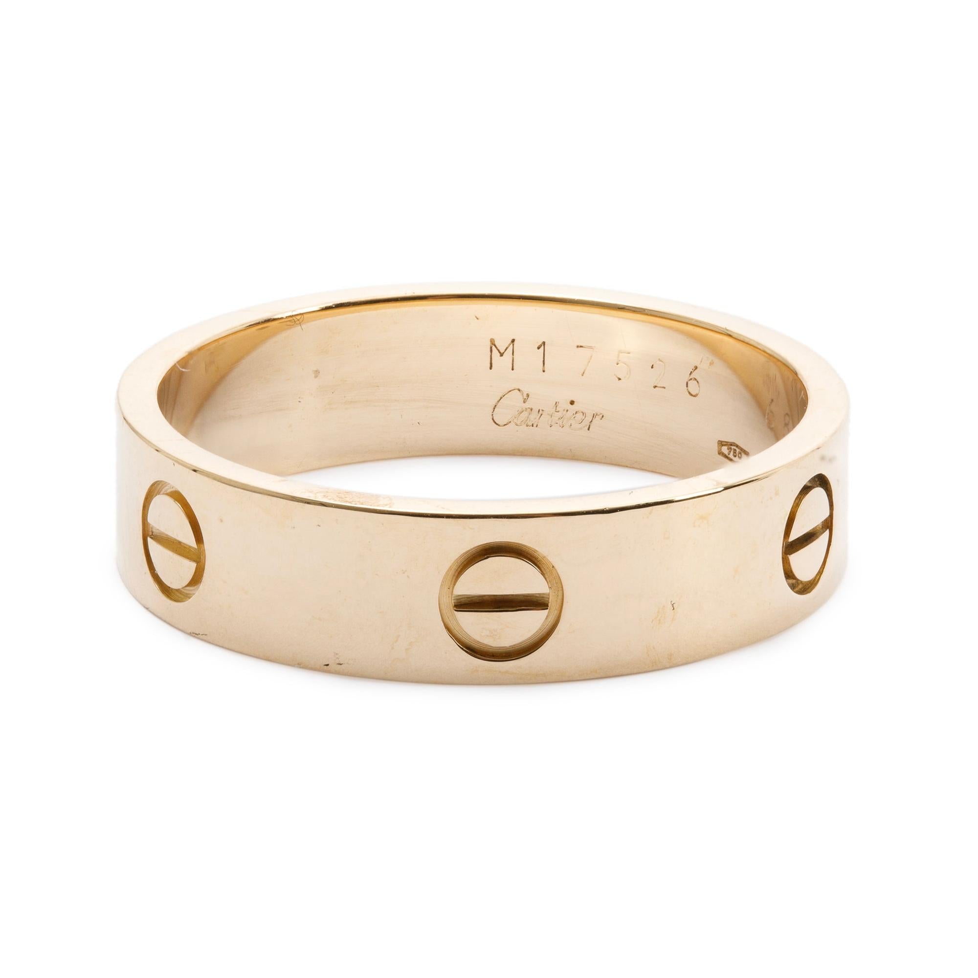 Cartier Vintage 18k Yellow Gold Love Ring