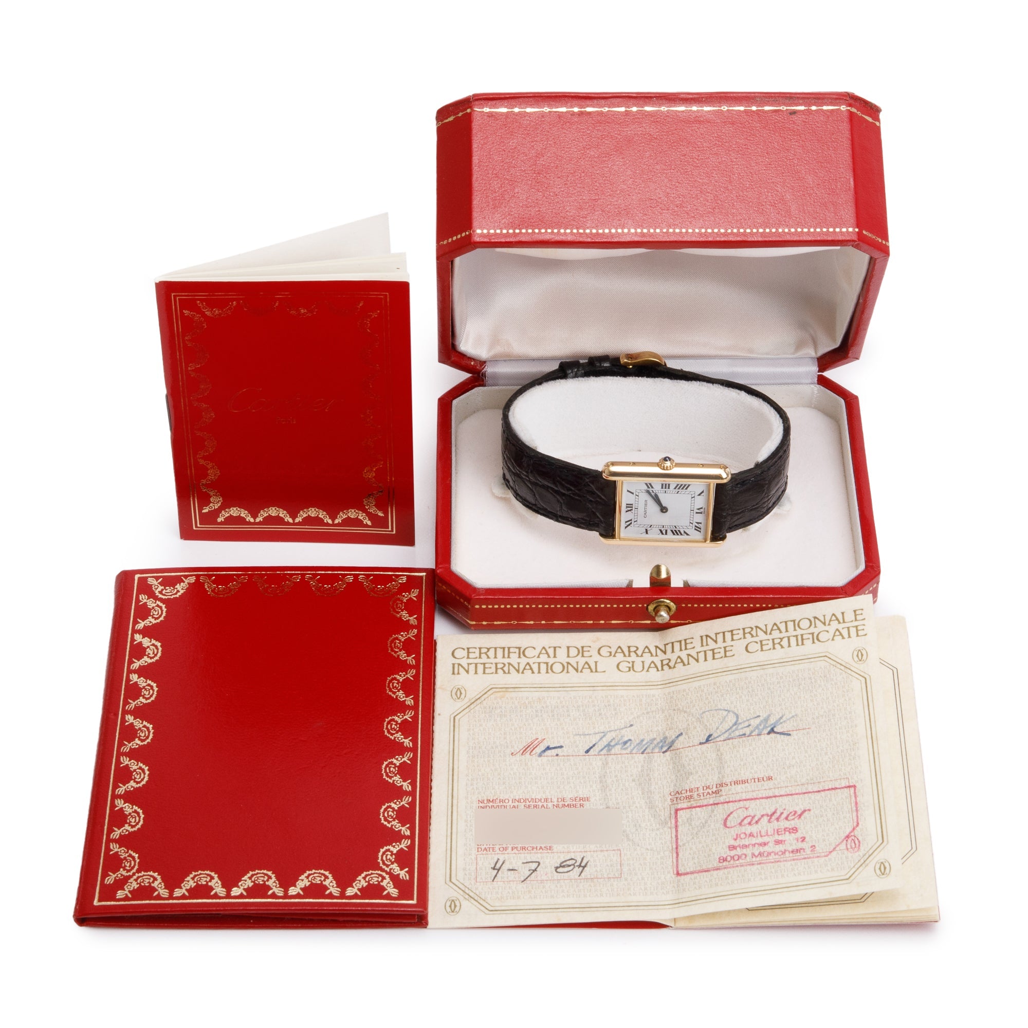 Cartier Vintage 18k Yellow Gold Tank Louis Watch, Large Model w/ Box & Papers