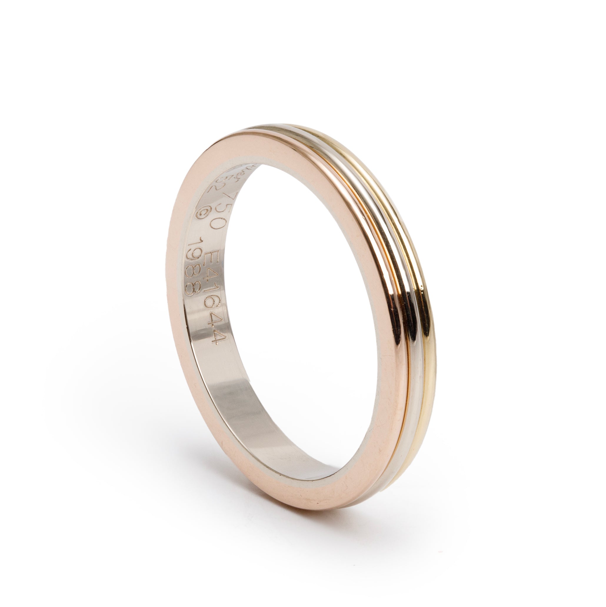 Cartier Vintage 18k Yellow, White & Rose Gold Vendome Louis Cartier 2.8 MM Wedding Band, Size 52 6