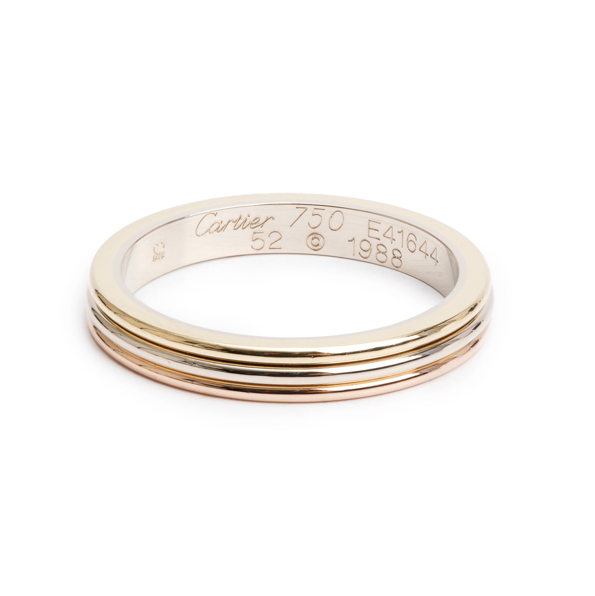 Cartier Vintage 18k Yellow, White & Rose Gold Vendome Louis Cartier 2.8 MM Wedding Band, Size 52 6