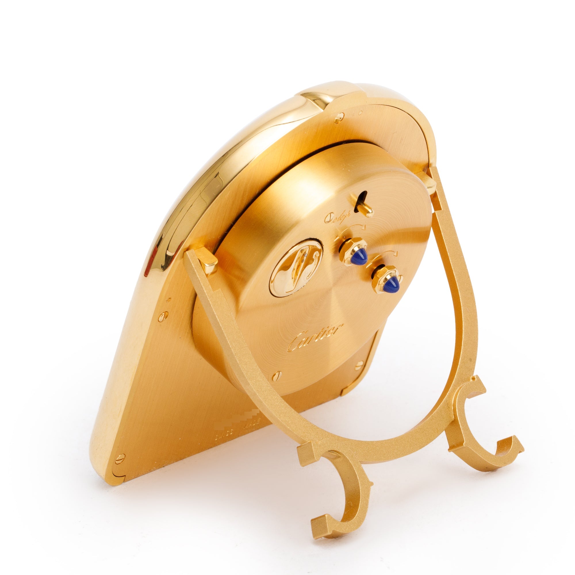 Cartier Vintage Gold Plated & Red Lacquer Tortue Alarm Clock w/ Box