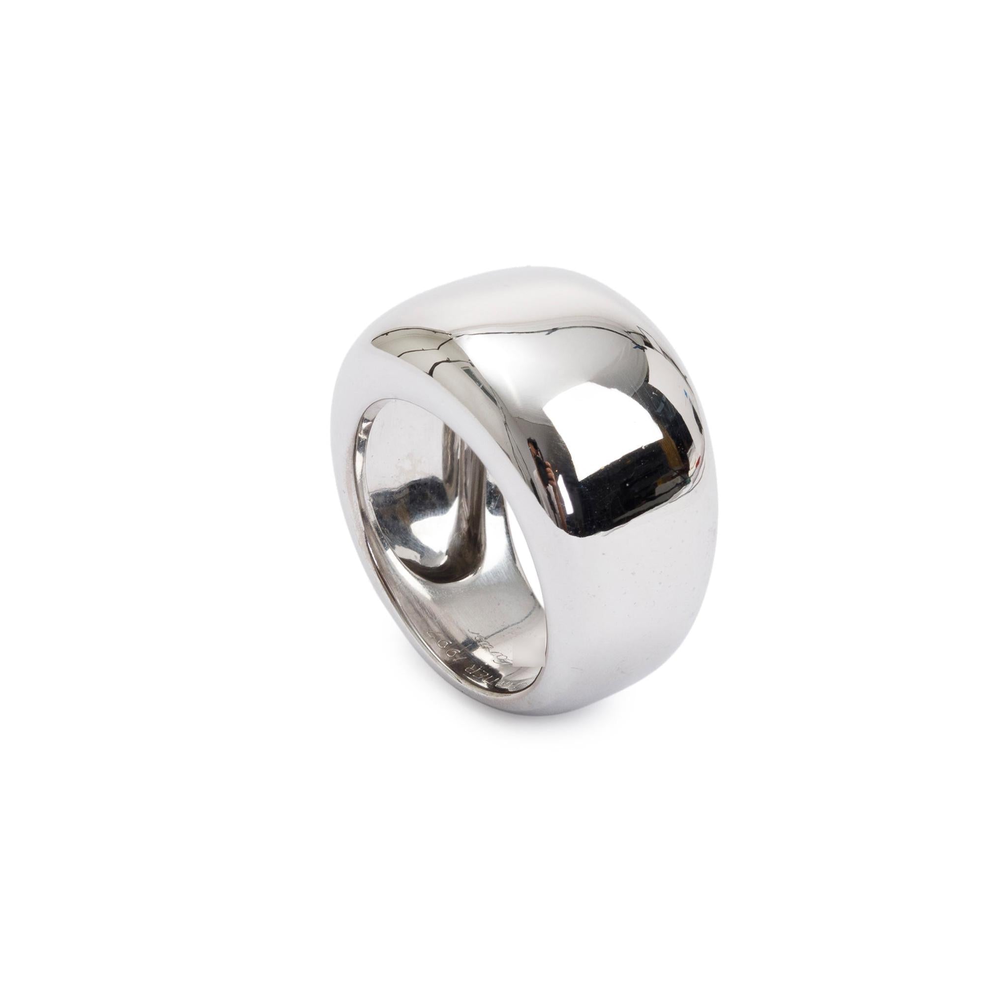 Cartier Vintage Paris 18k White Gold Nouvelle Vague Dome Ring, Size 51 5.75