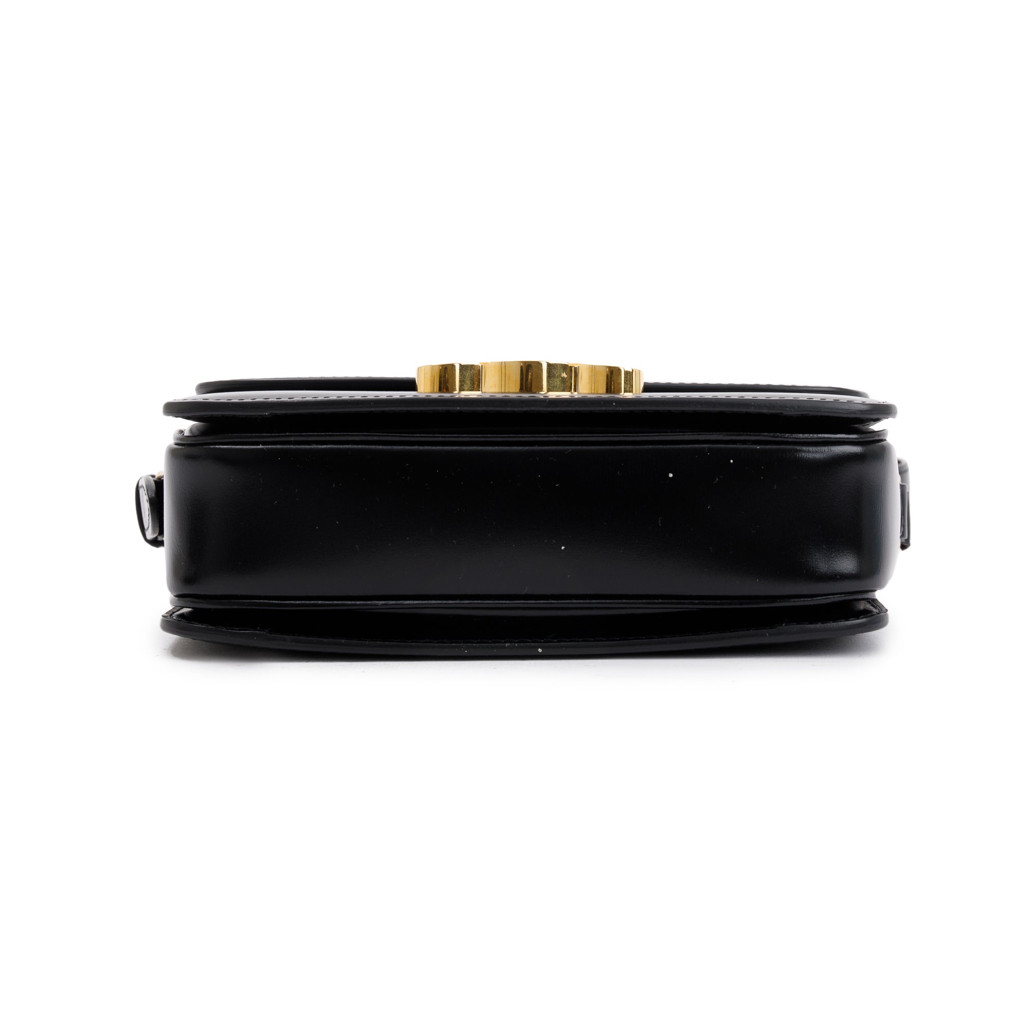 Celine 2020 Black Shiny Calfskin Leather Teen Triomphe Shoulder Bag
