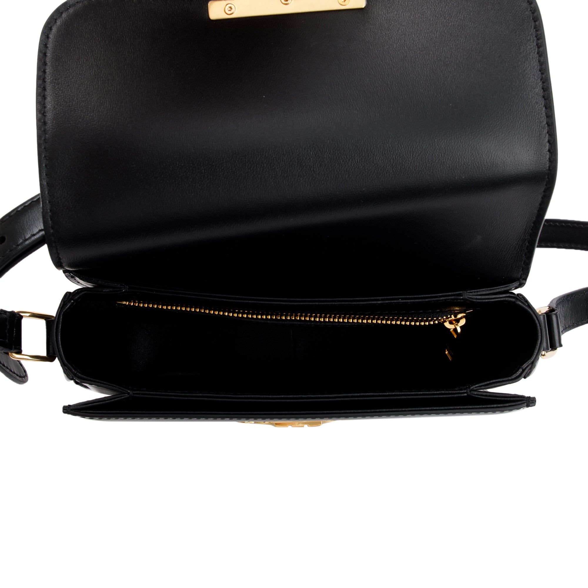 Celine 2020 Black Shiny Calfskin Leather Teen Triomphe Shoulder Bag