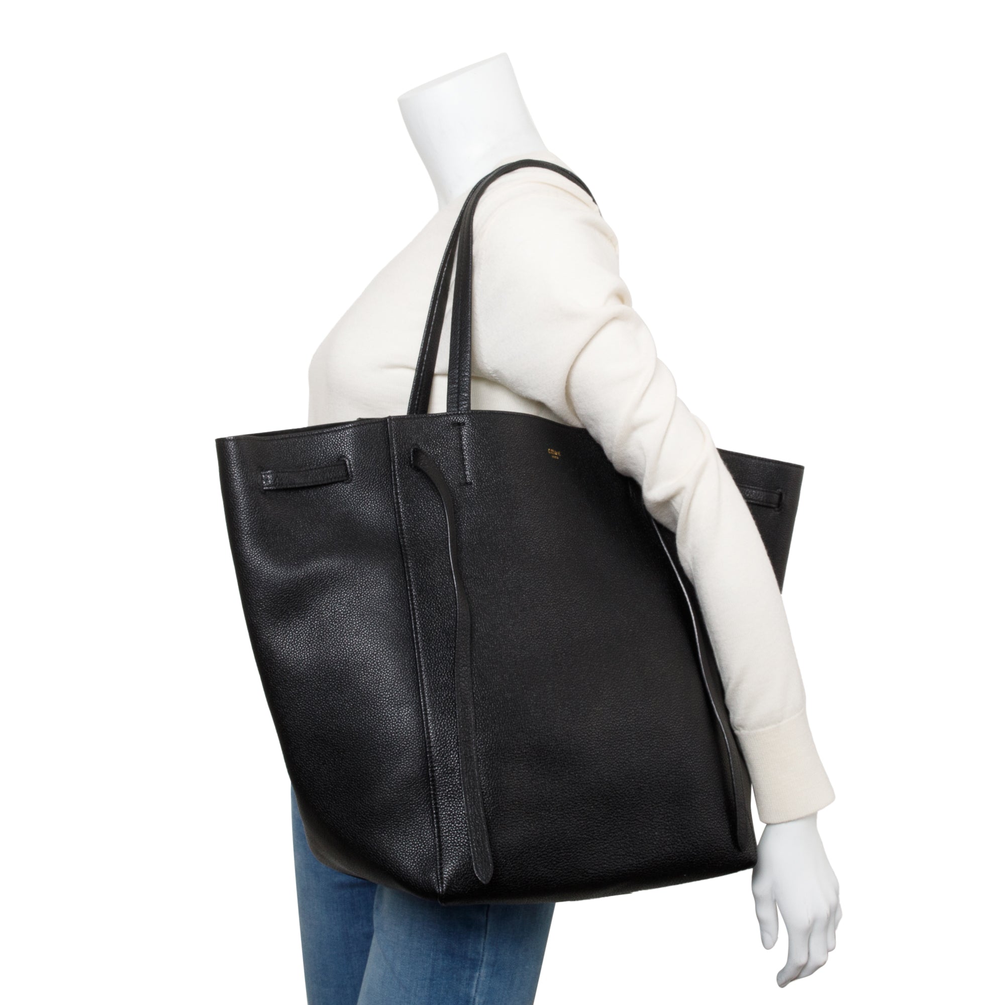 Celine 2020 Black Soft Grained Calfskin Medium Cabas Phantom Tote