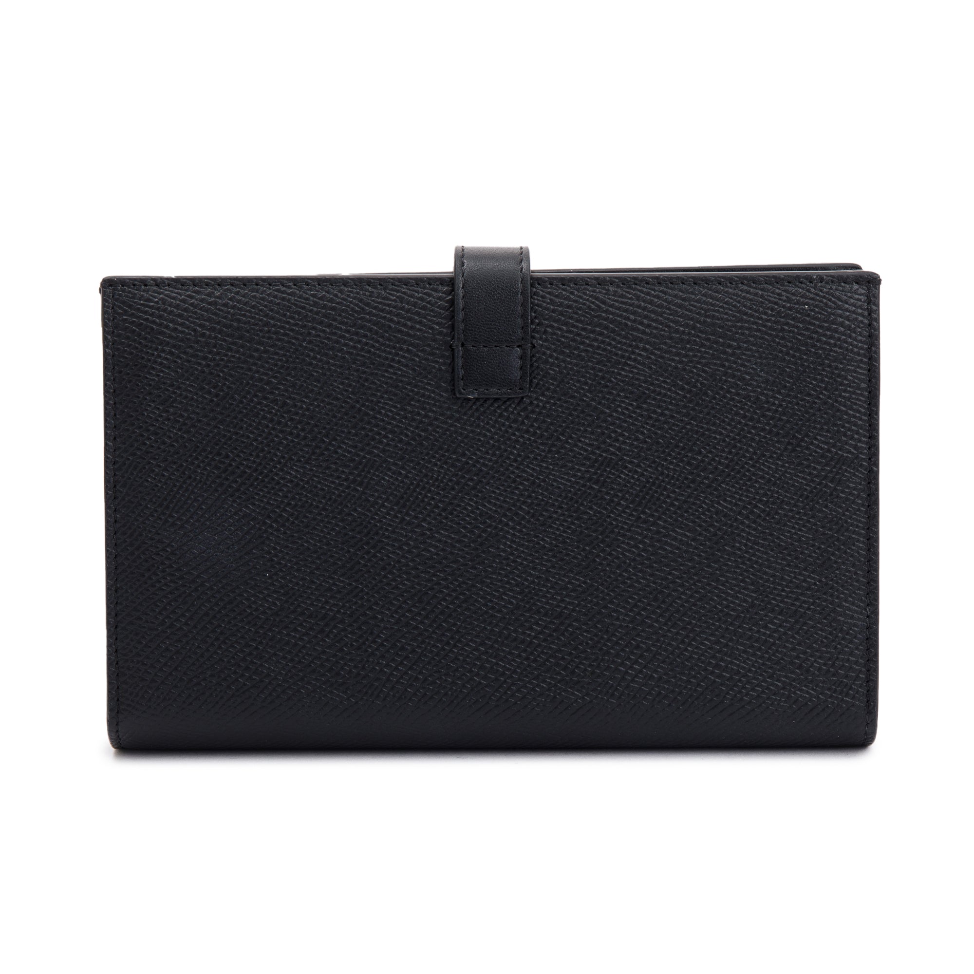 Celine 2021 Black Grained Calfskin Leather Large Strap Wallet