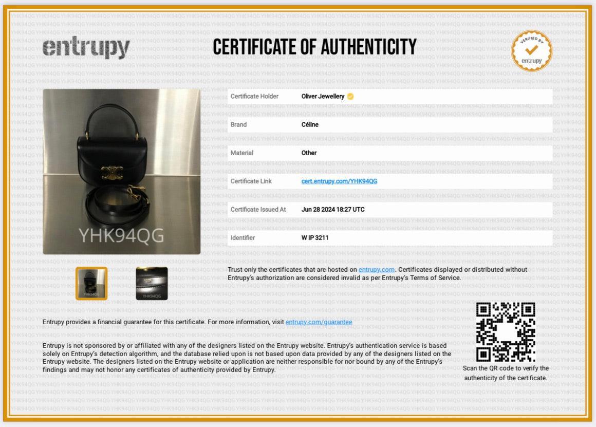 Celine 2021 Black Shiny Calfskin Leather Mini Besace Clea Shoulder Bag w/ Strap & Box