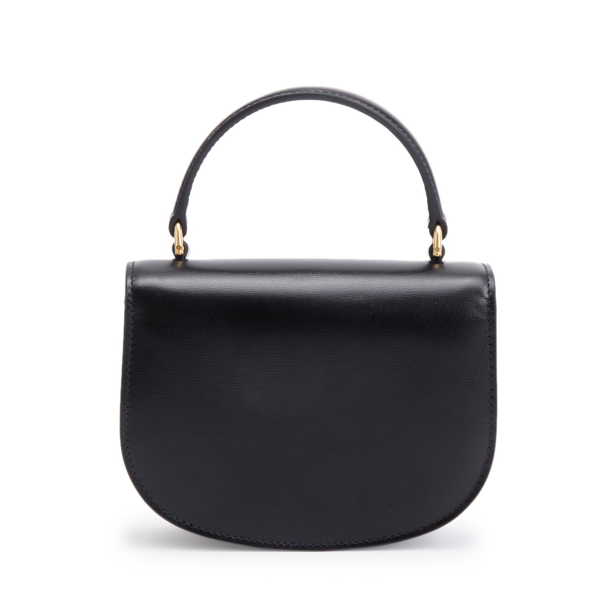 Celine 2021 Black Shiny Calfskin Leather Mini Besace Clea Shoulder Bag w/ Strap & Box