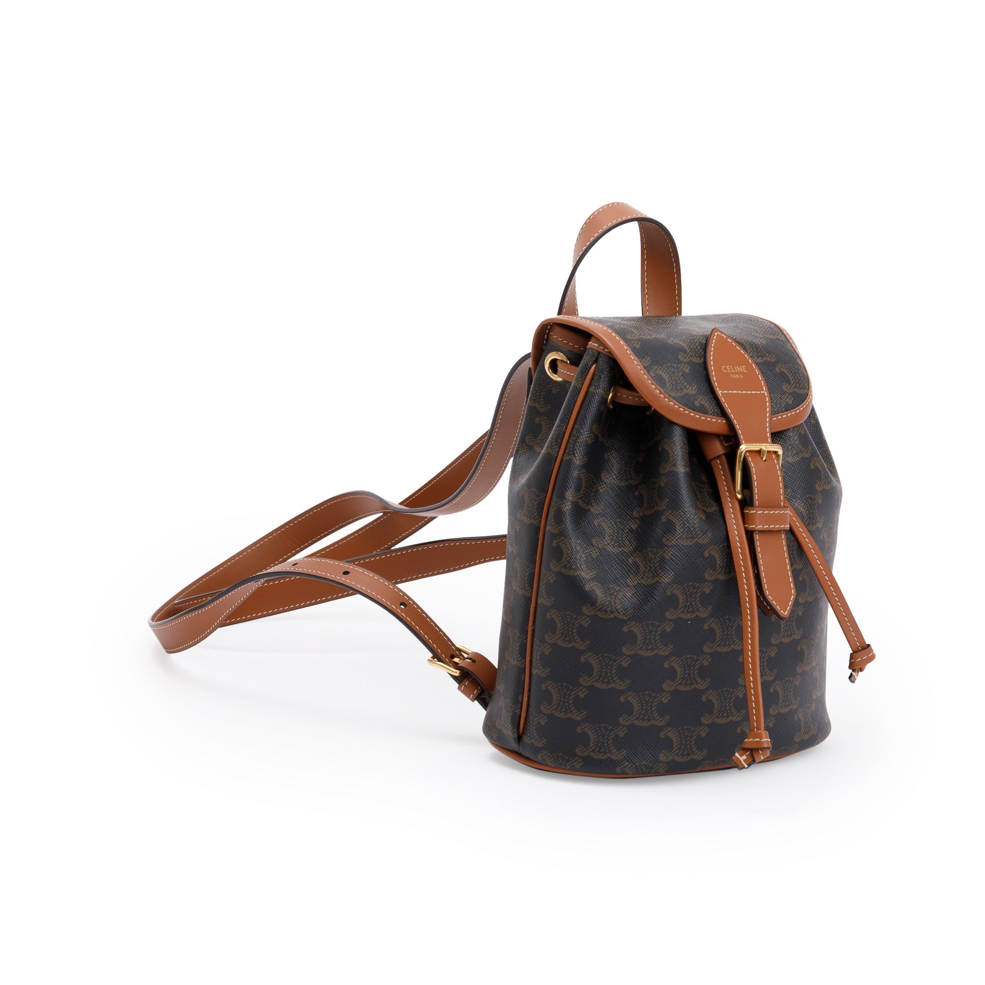 Celine 2021 Brown Triomphe Canvas Mini Folco Backpack