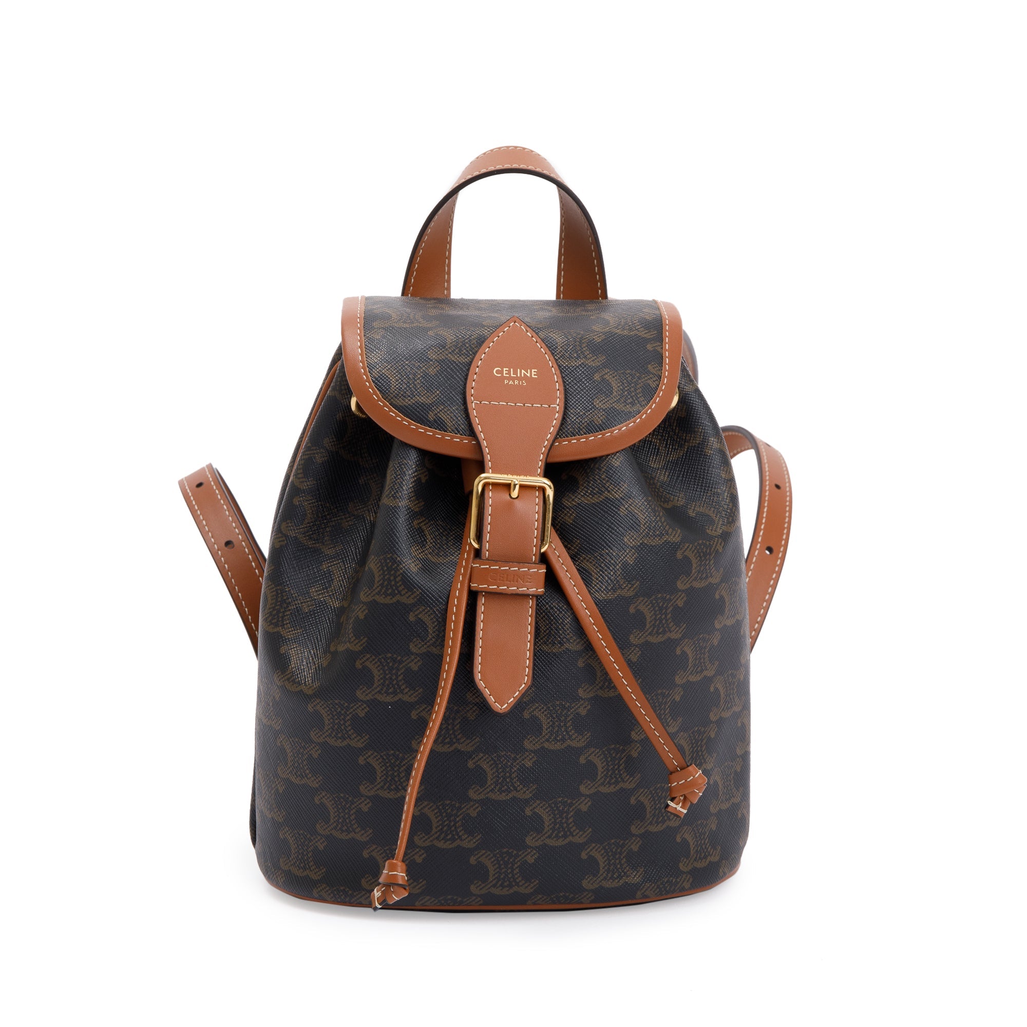 Celine 2021 Brown Triomphe Canvas Mini Folco Backpack