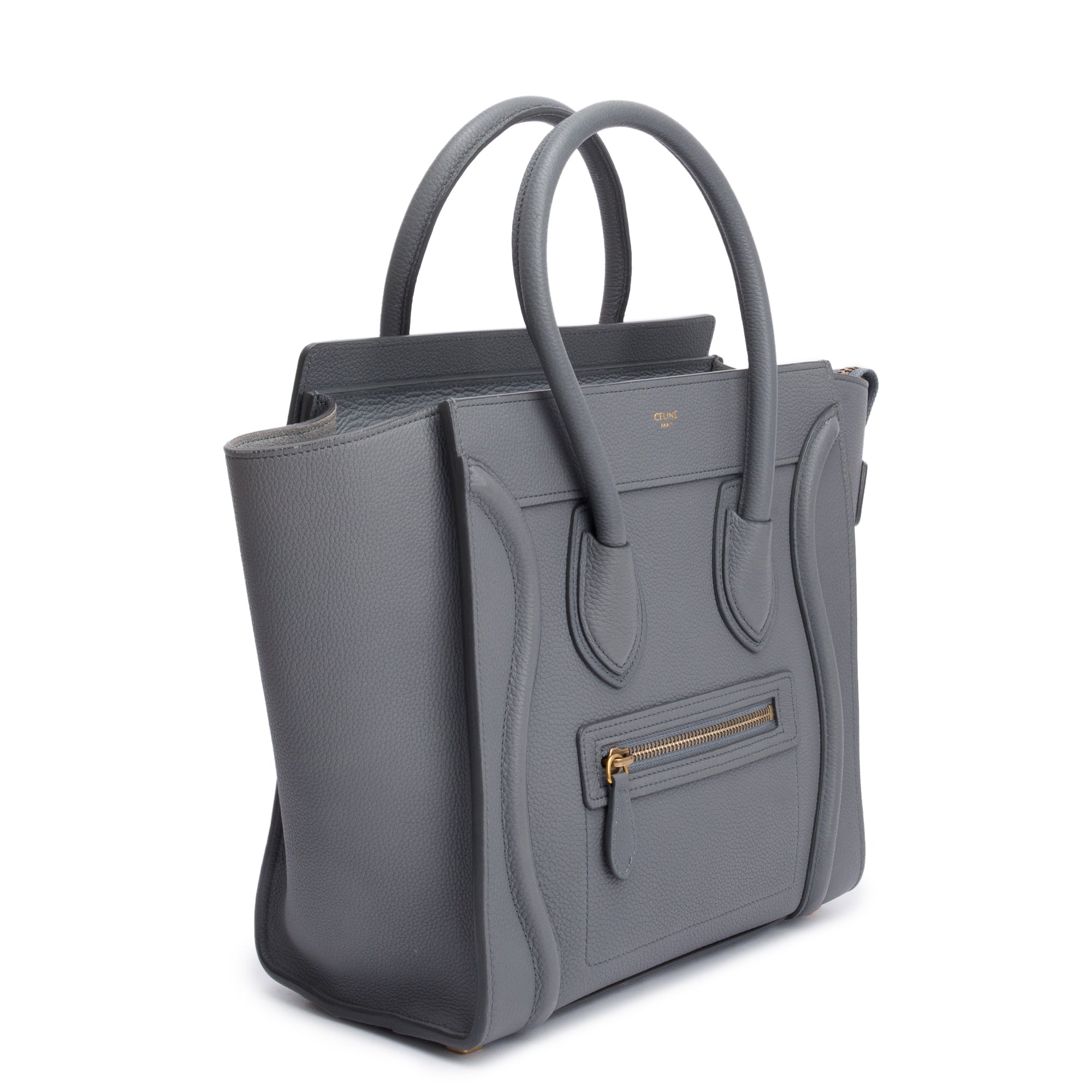 Celine 2021 Grey Calfskin Leather Micro Luggage Tote