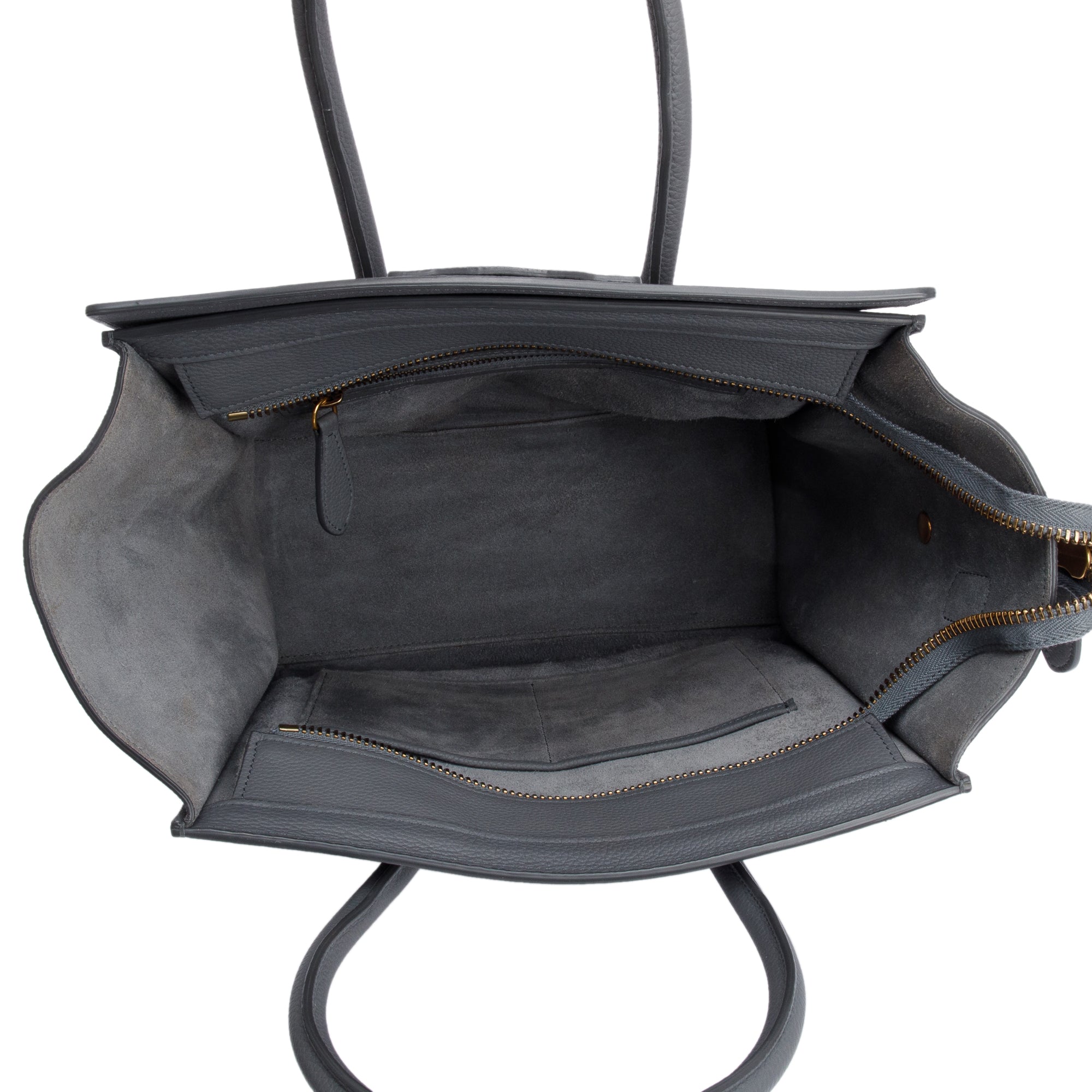 Celine 2021 Grey Calfskin Leather Micro Luggage Tote