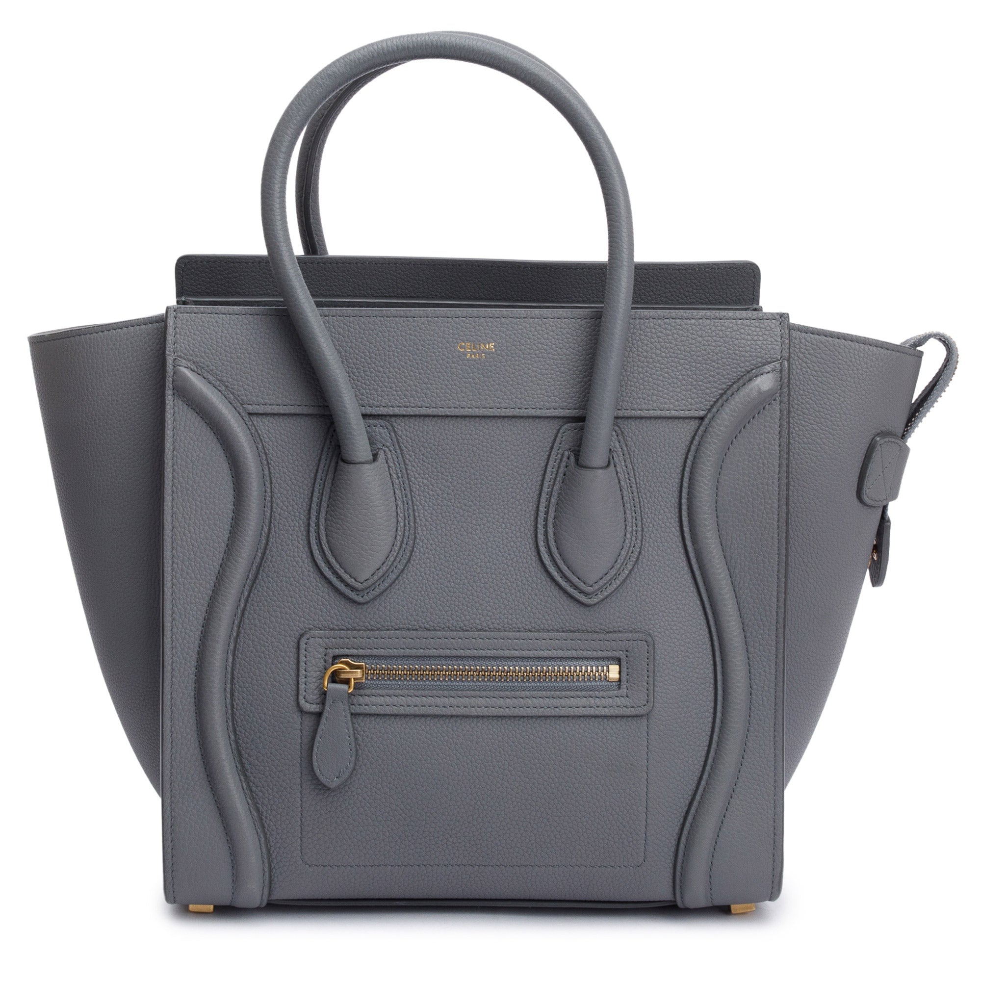 Celine 2021 Grey Calfskin Leather Micro Luggage Tote