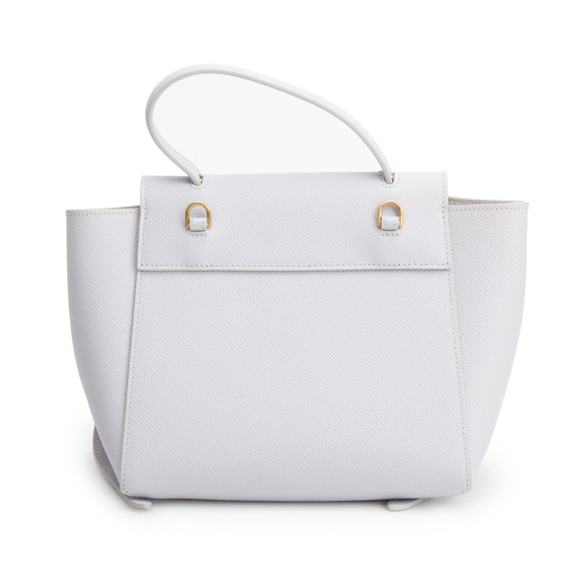 Celine 2021 Grey Grained Calfskin Leather Nano Belt Bag w/ Strap