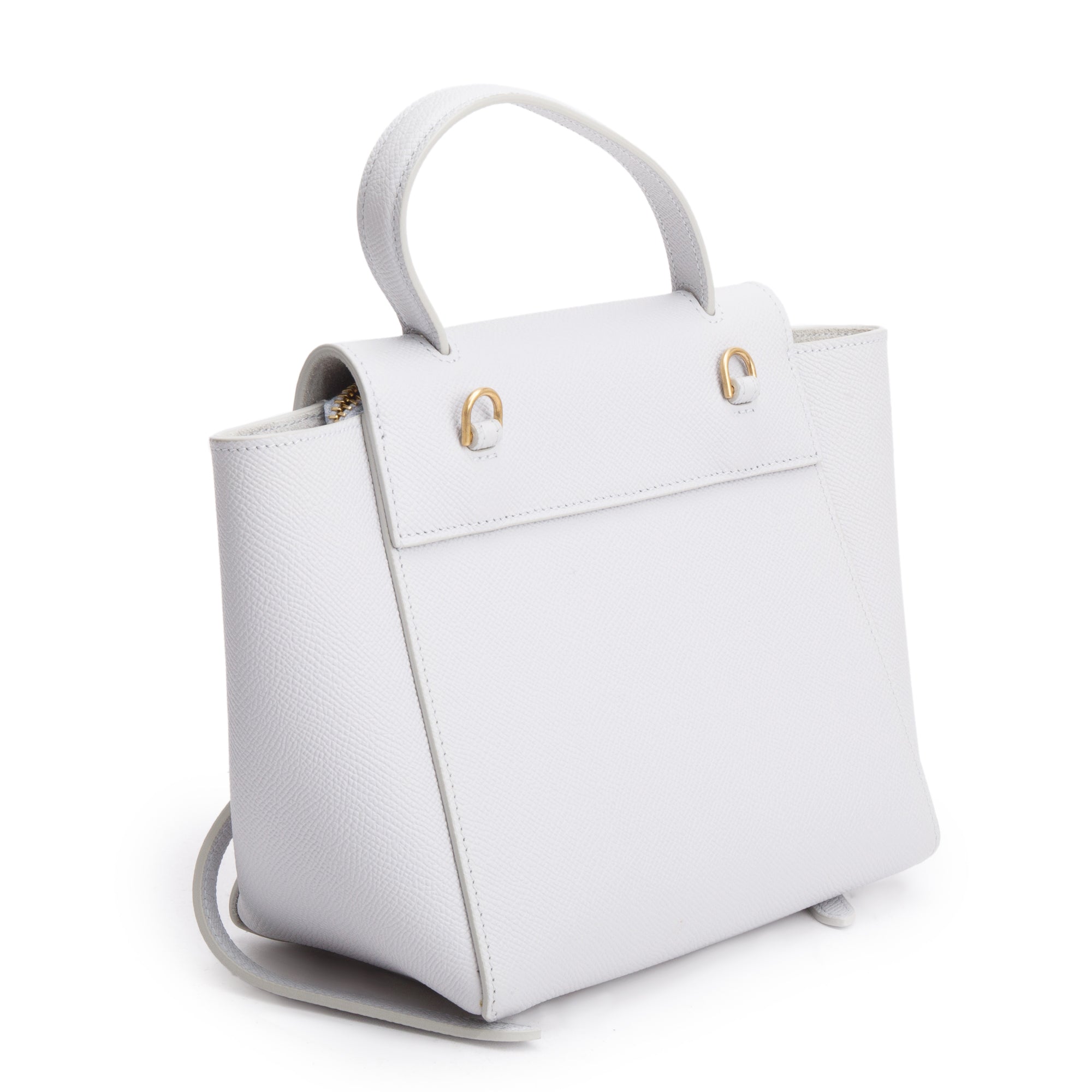 Celine 2021 Grey Grained Calfskin Leather Nano Belt Bag w/ Strap