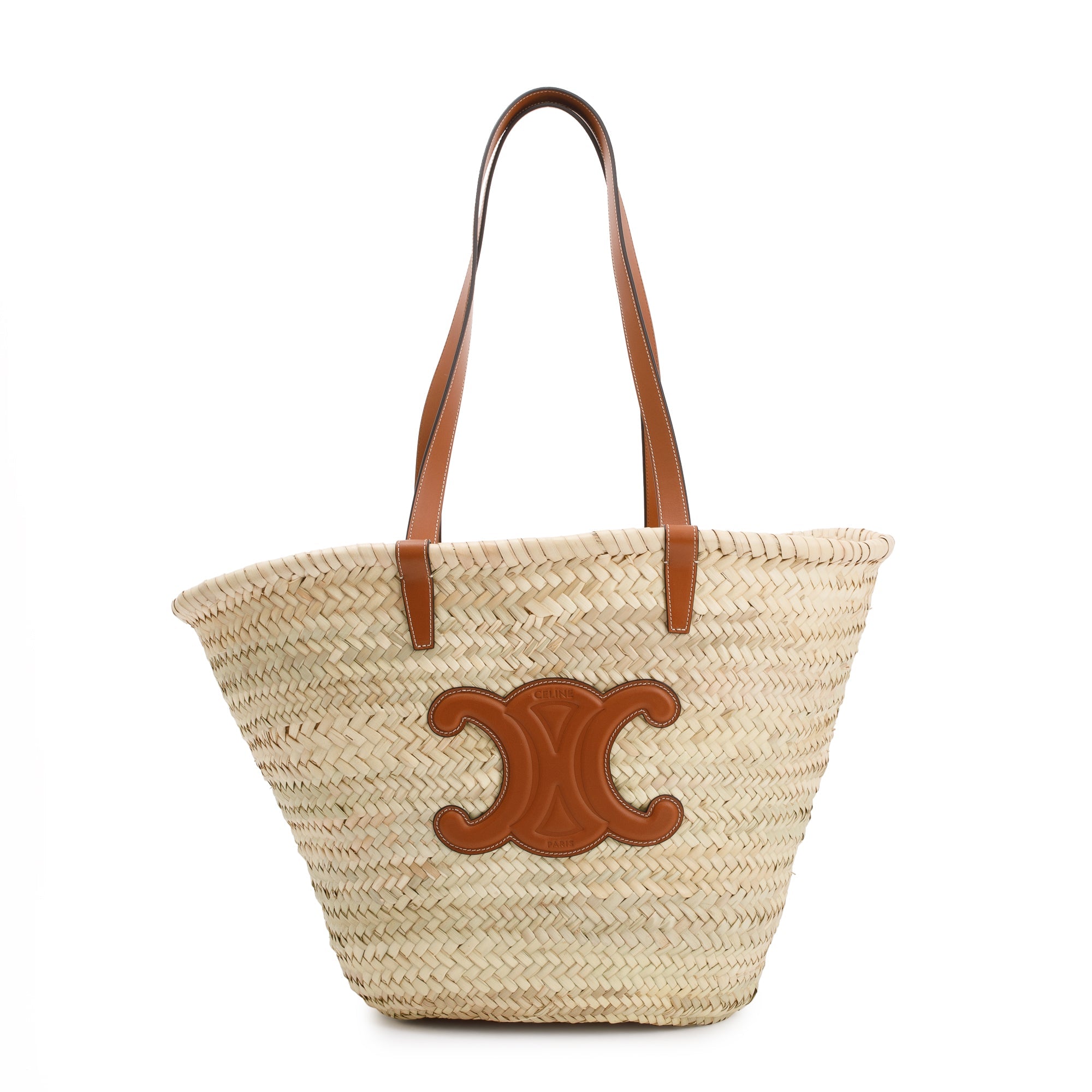 Celine 2021 Neutral Raffia Large Triomphe Panier Tote
