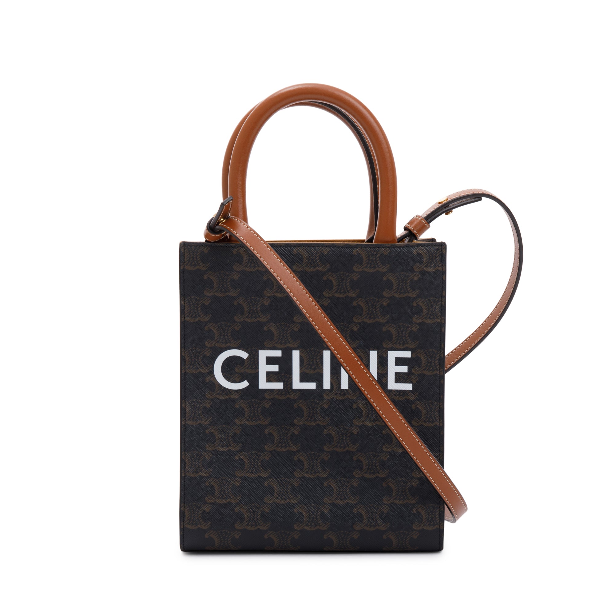 Celine 2021 Triomphe Canvas Mini Vertical Cabas Tote w/ Strap