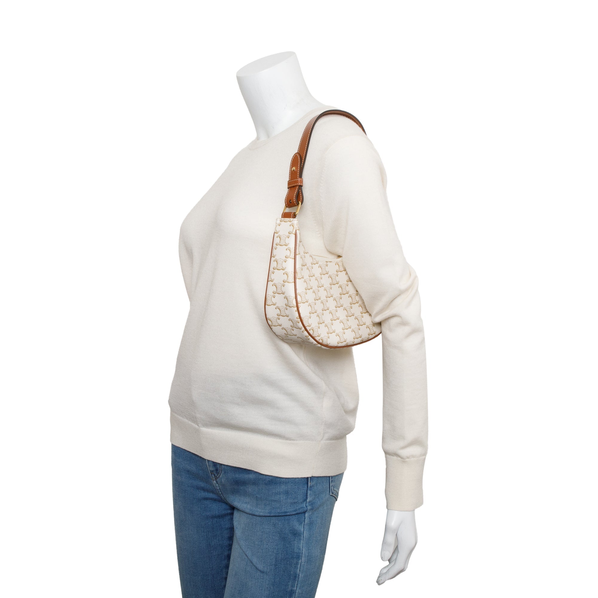 Celine 2021 White Triomphe Canvas Ava Shoulder Bag