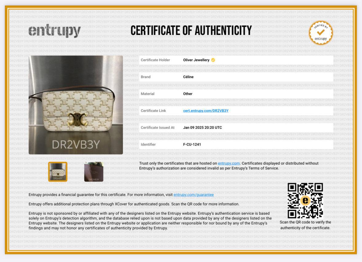 Celine 2021 White Triomphe Canvas and Calfskin Leather Claude Shoulder Bag