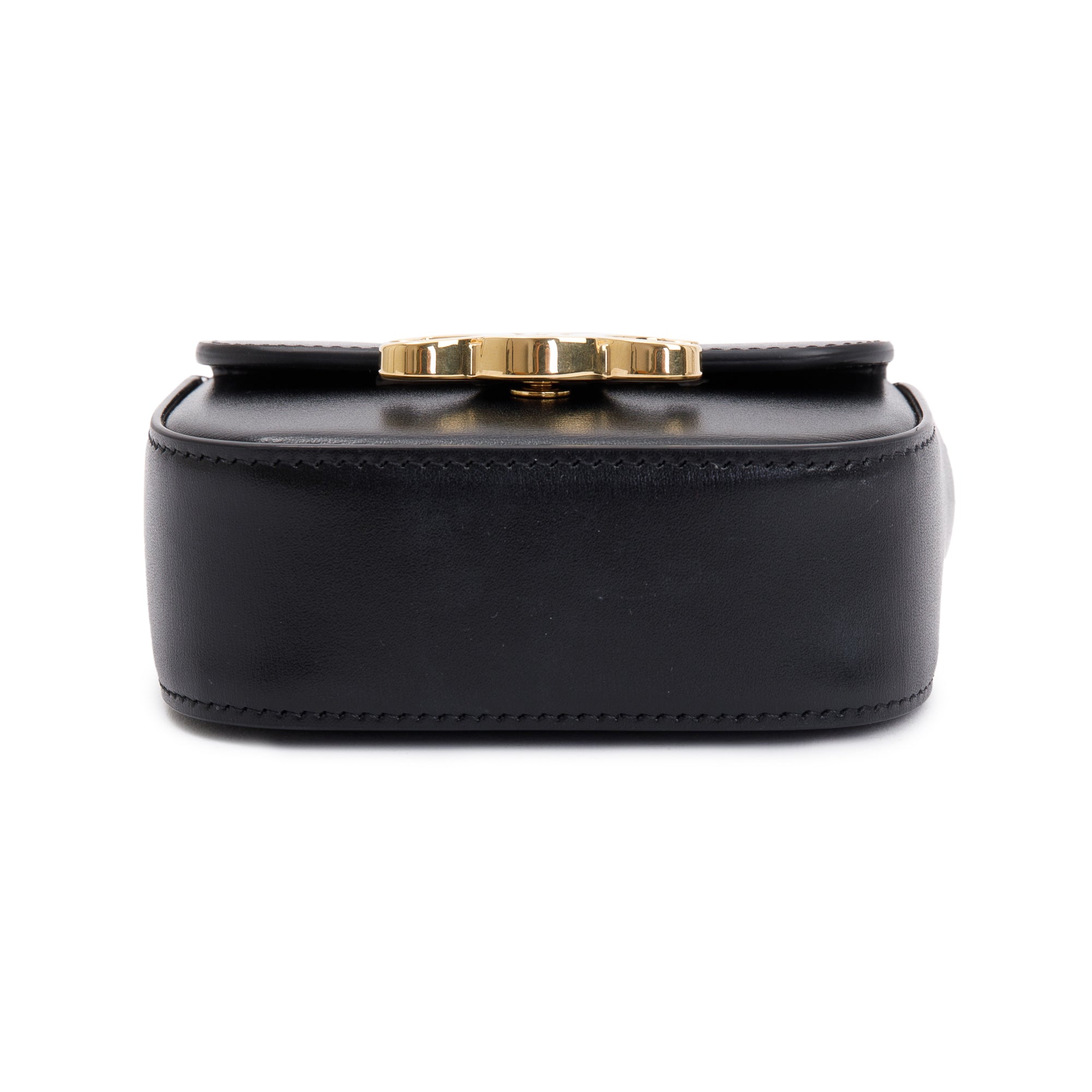 Celine 2022 Black Calfskin Leather Mini Triomphe Belt Bag w/ Box