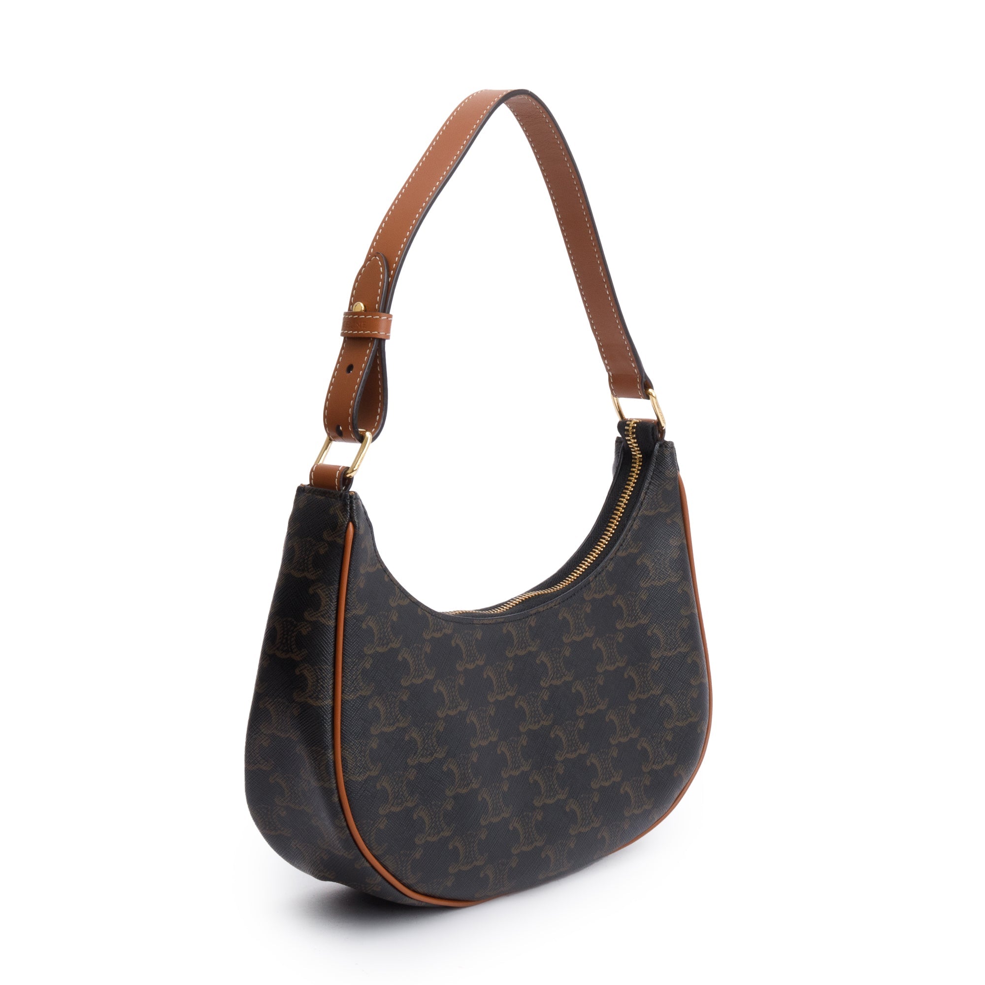 Celine 2022 Brown Triomphe Canvas Ava Shoulder Bag w/ Box