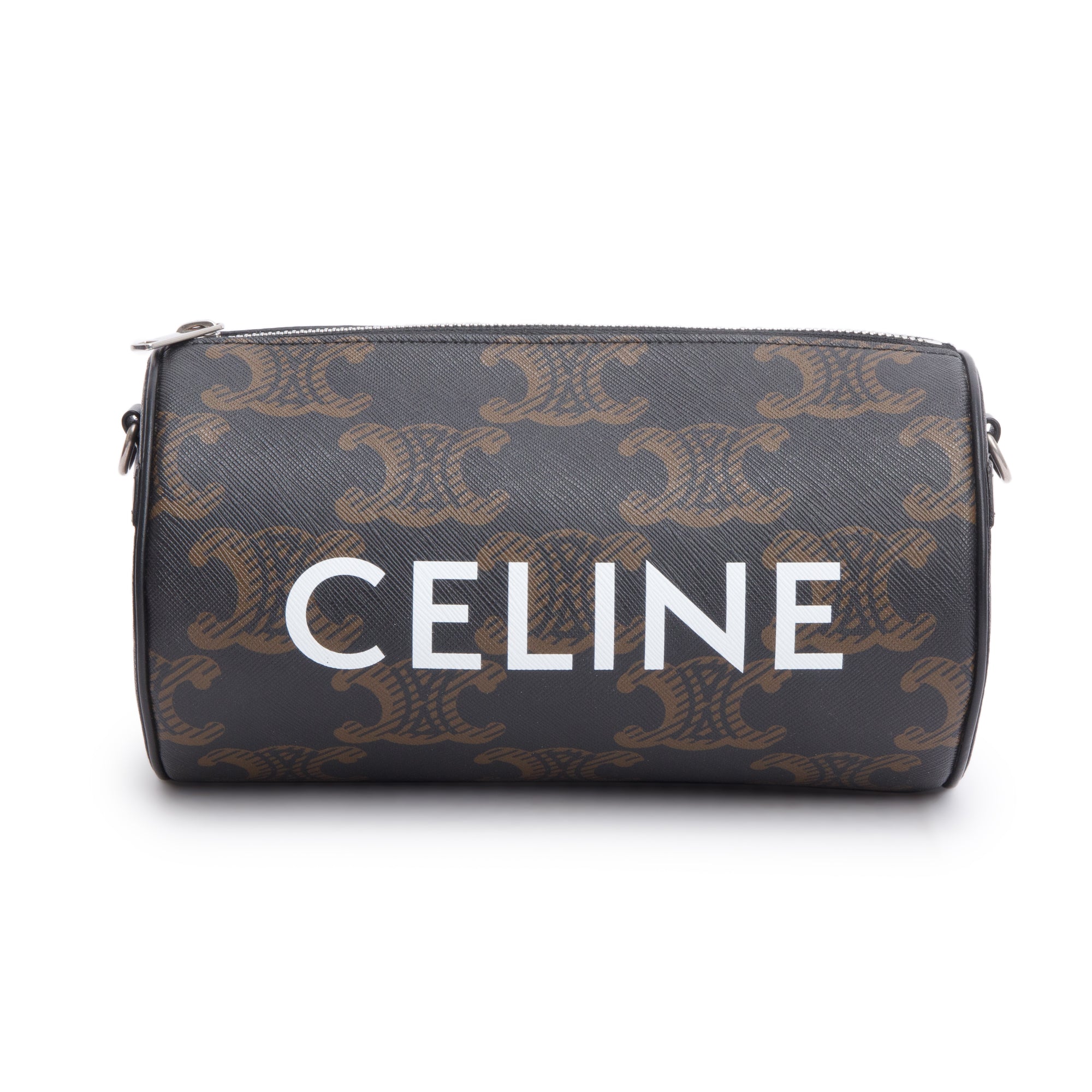 Celine 2022 Brown Triomphe Canvas Cylinder Bag w/ Strap