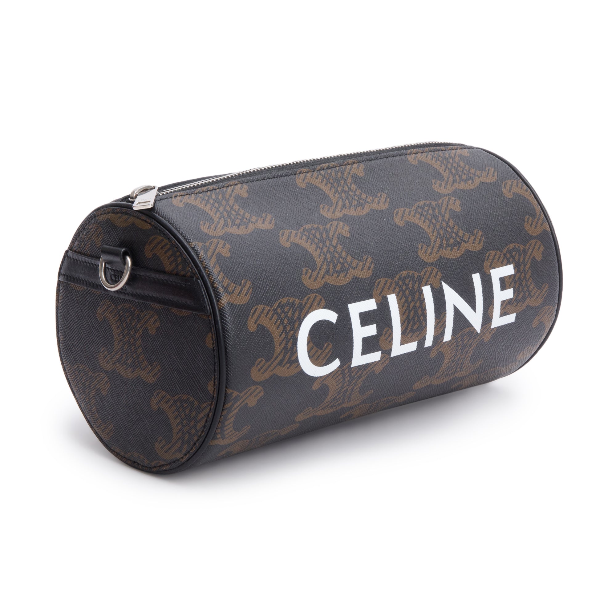 Celine 2022 Brown Triomphe Canvas Cylinder Bag w/ Strap