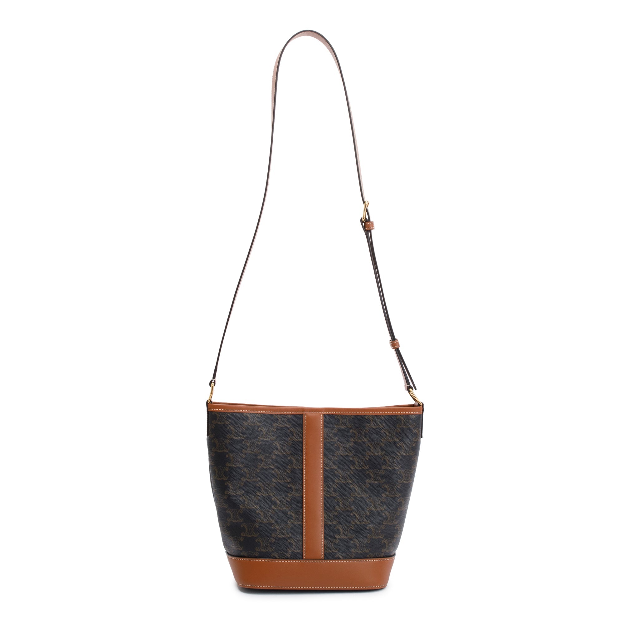 Celine 2022 Brown Triomphe Canvas Small Bucket Bag