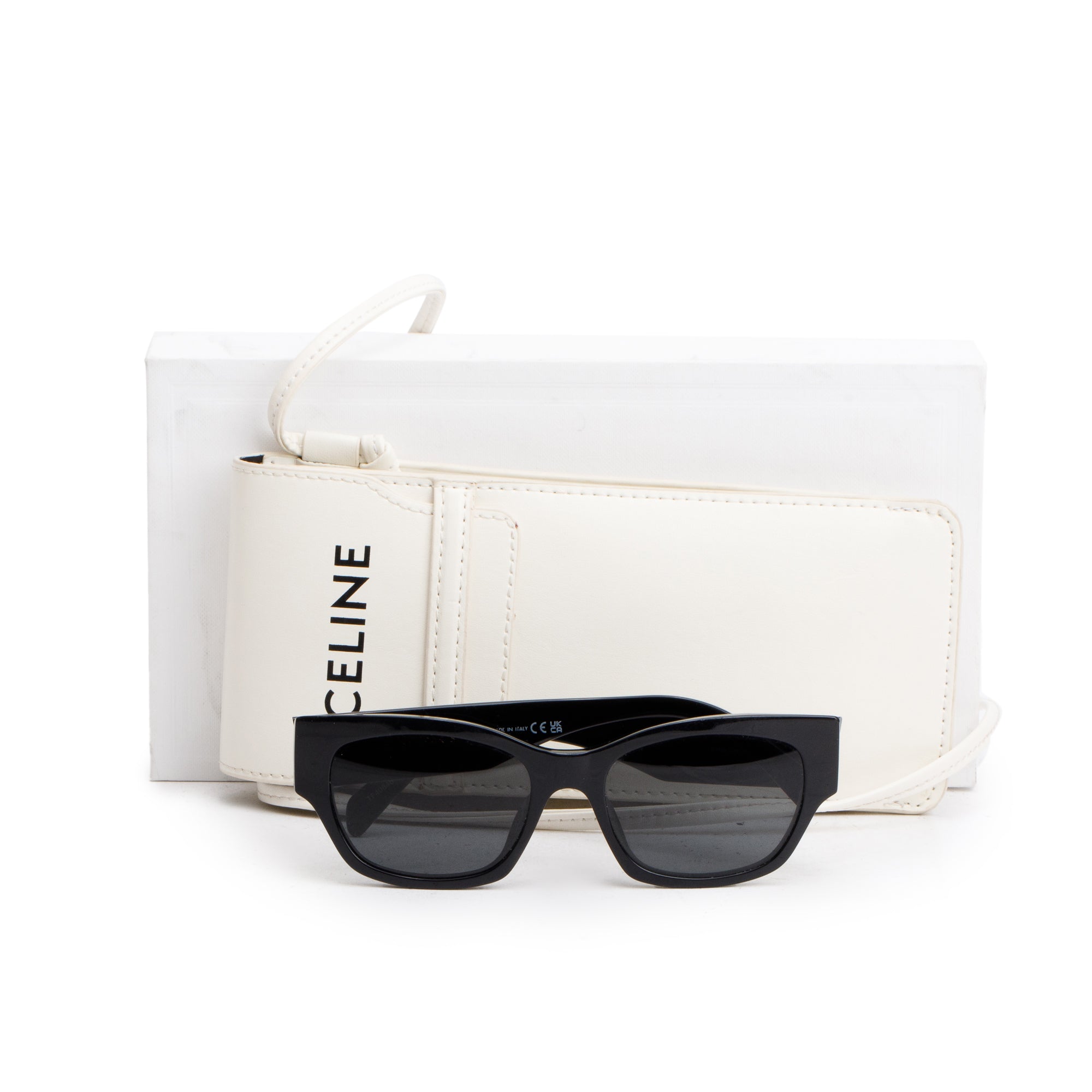Celine 2022 CL40197 Black Acetate Rectangular Sunglasses w/ Box, Receipt & Case